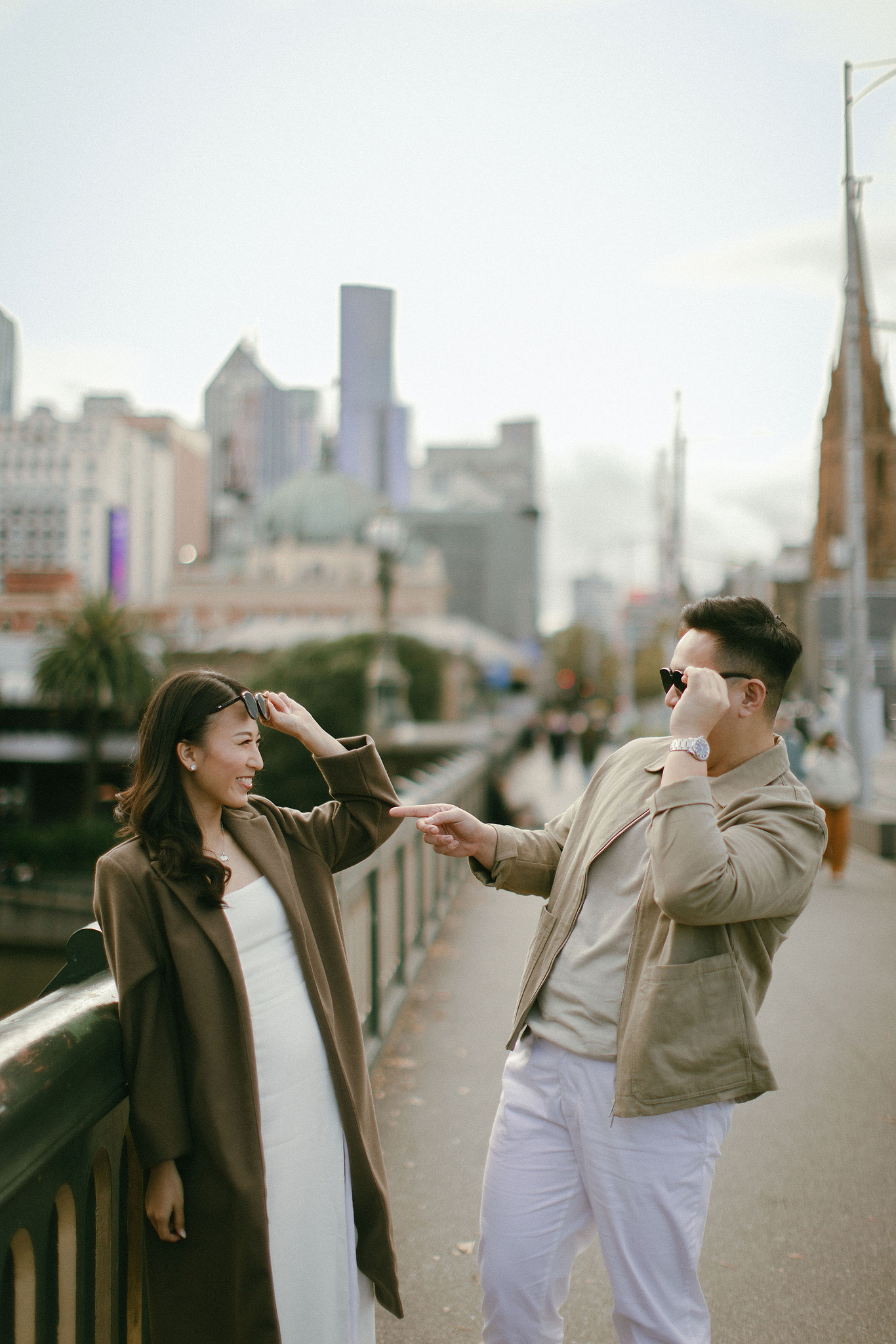 Melbourne Pre-Wedding Photoshoot | Parliament House, Fitzroy Gardens, Melbourne Streets & Half Moon Bay at Melbourne Streets pre-wedding photo