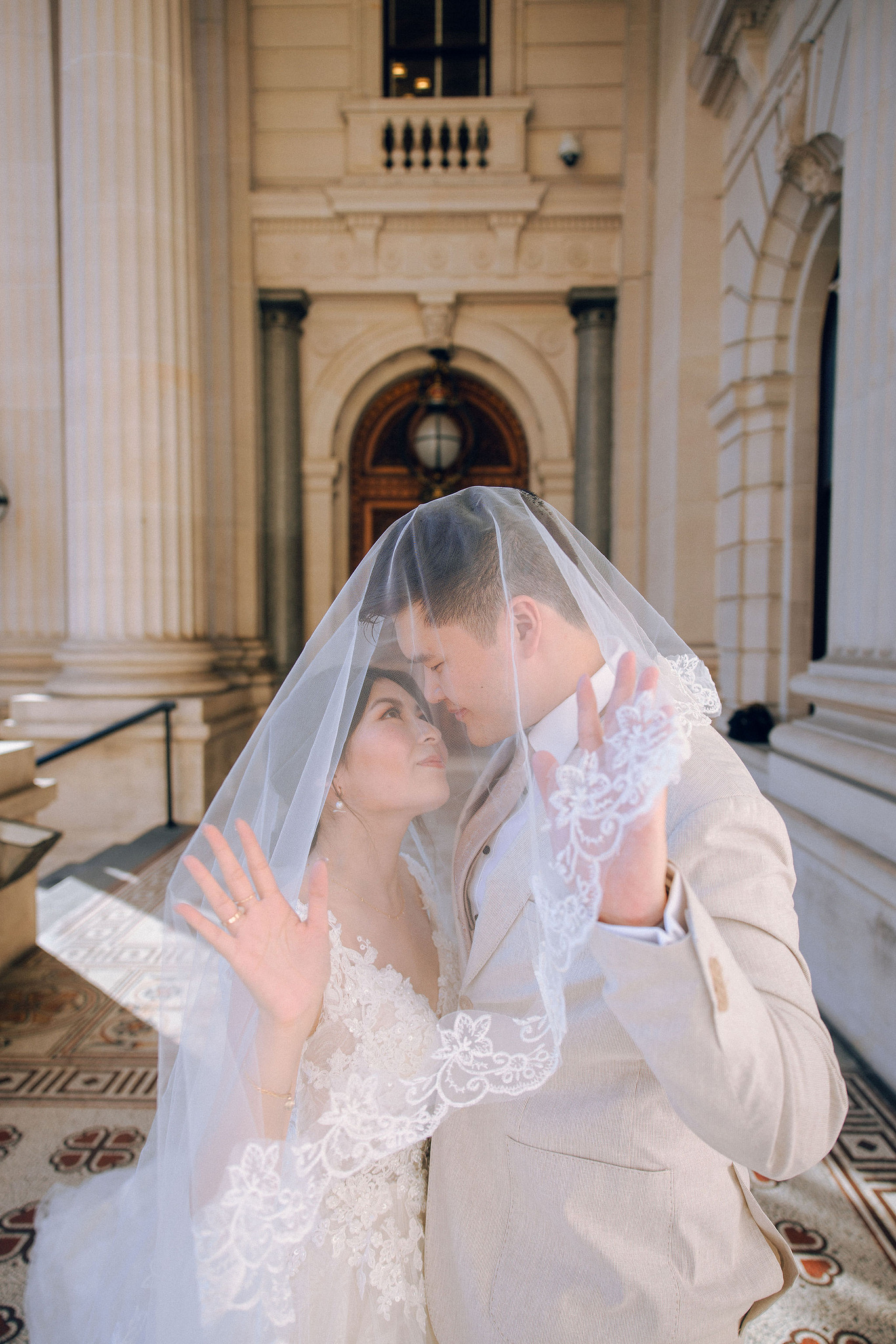 Melbourne Pre-Wedding Photoshoot | Mont Du Soleil, St Patrick Cathedral, The Parliament House & Prince Bridge at The Parliament House pre-wedding photo