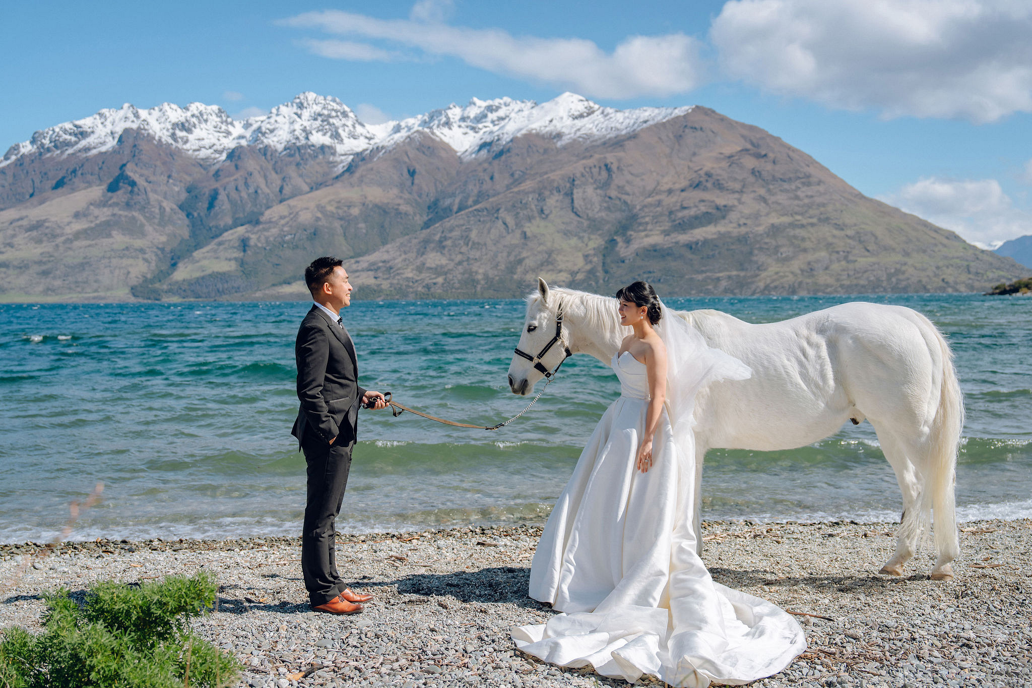 New Zealand Pre-Wedding Photoshoot | Lake Tekapo, Mount Cook, Tasman Glacier & Lake Wakatipu at Lake Wakatipu pre-wedding photo
