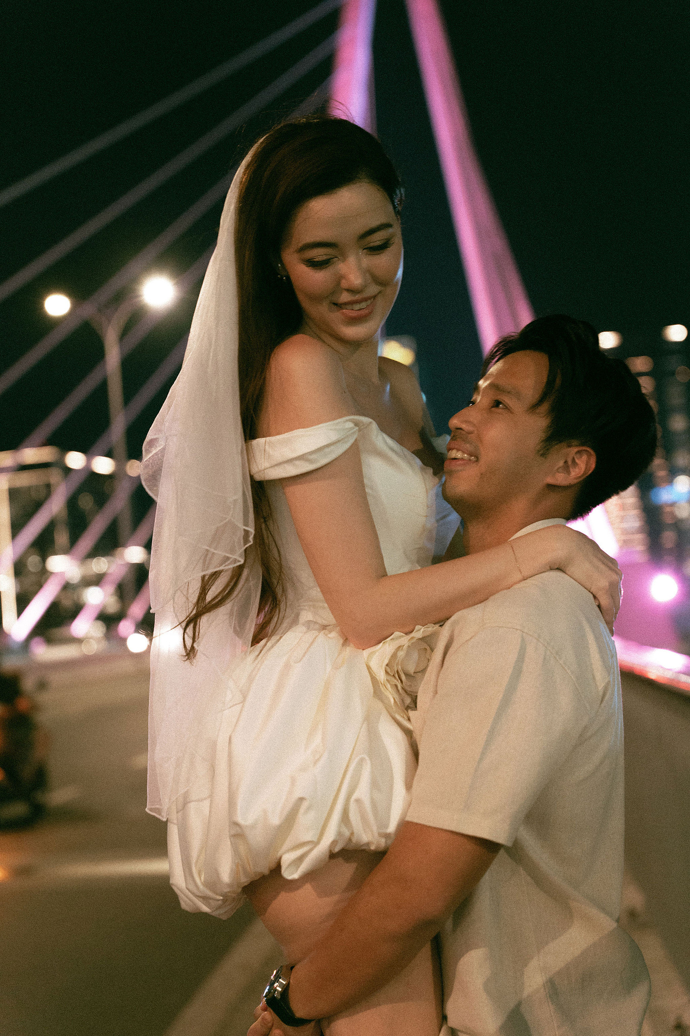 Ho Chi Minh Vietnam Pre-Wedding Photoshoot | European Film Studio, Market Streets & Saigon Bridge at Saigon Bridge pre-wedding photo