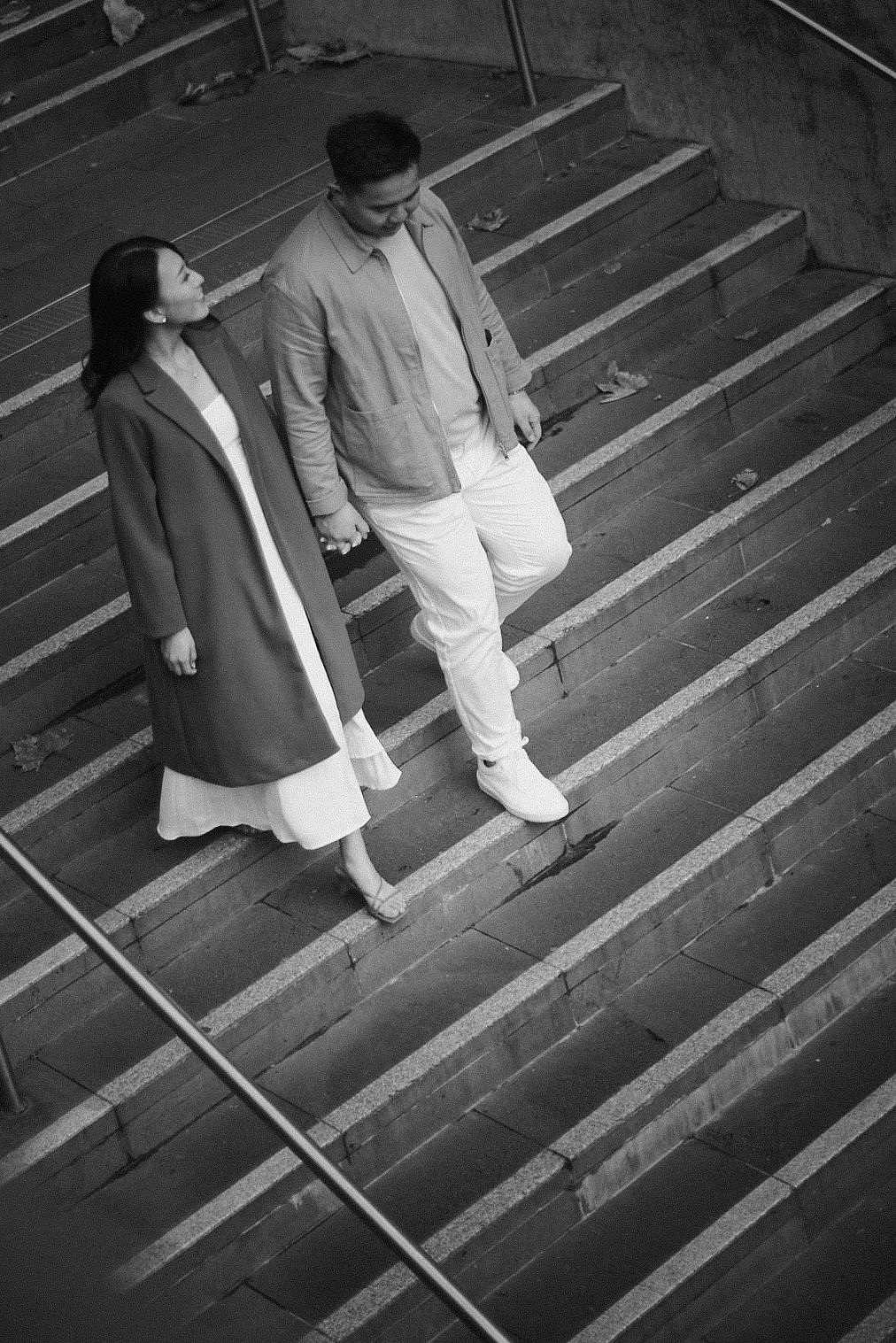 Melbourne Pre-Wedding Photoshoot | Parliament House, Fitzroy Gardens, Melbourne Streets & Half Moon Bay at Melbourne Streets pre-wedding photo