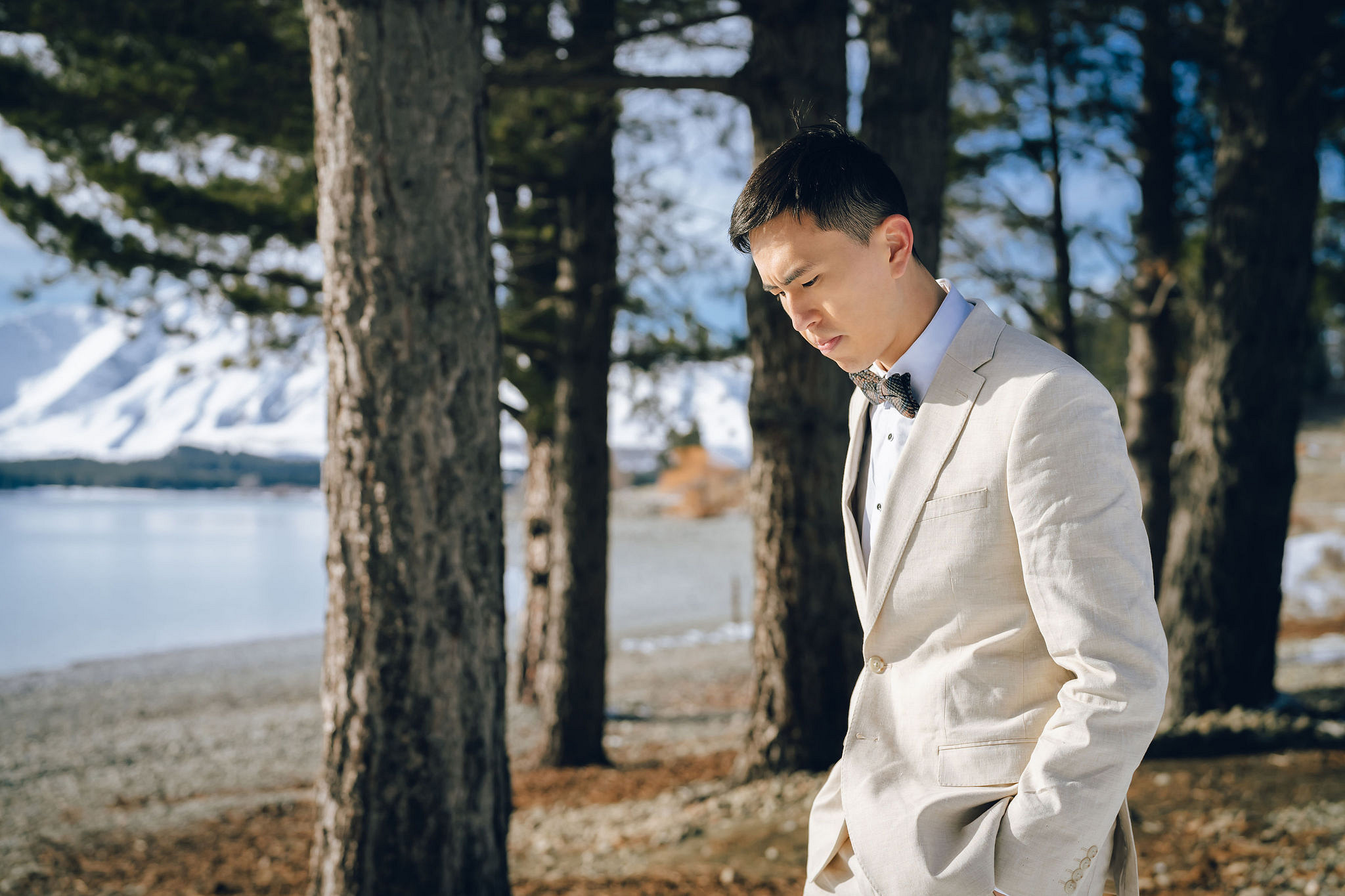 New Zealand Pre-Wedding Photoshoot with Lake Wakatipu, Skippers Canyon, Lake Tekapo, Mount Cook, and Omarama Clay Cliffs at Lake Tekapo & Mount Cook National Park pre-wedding photo