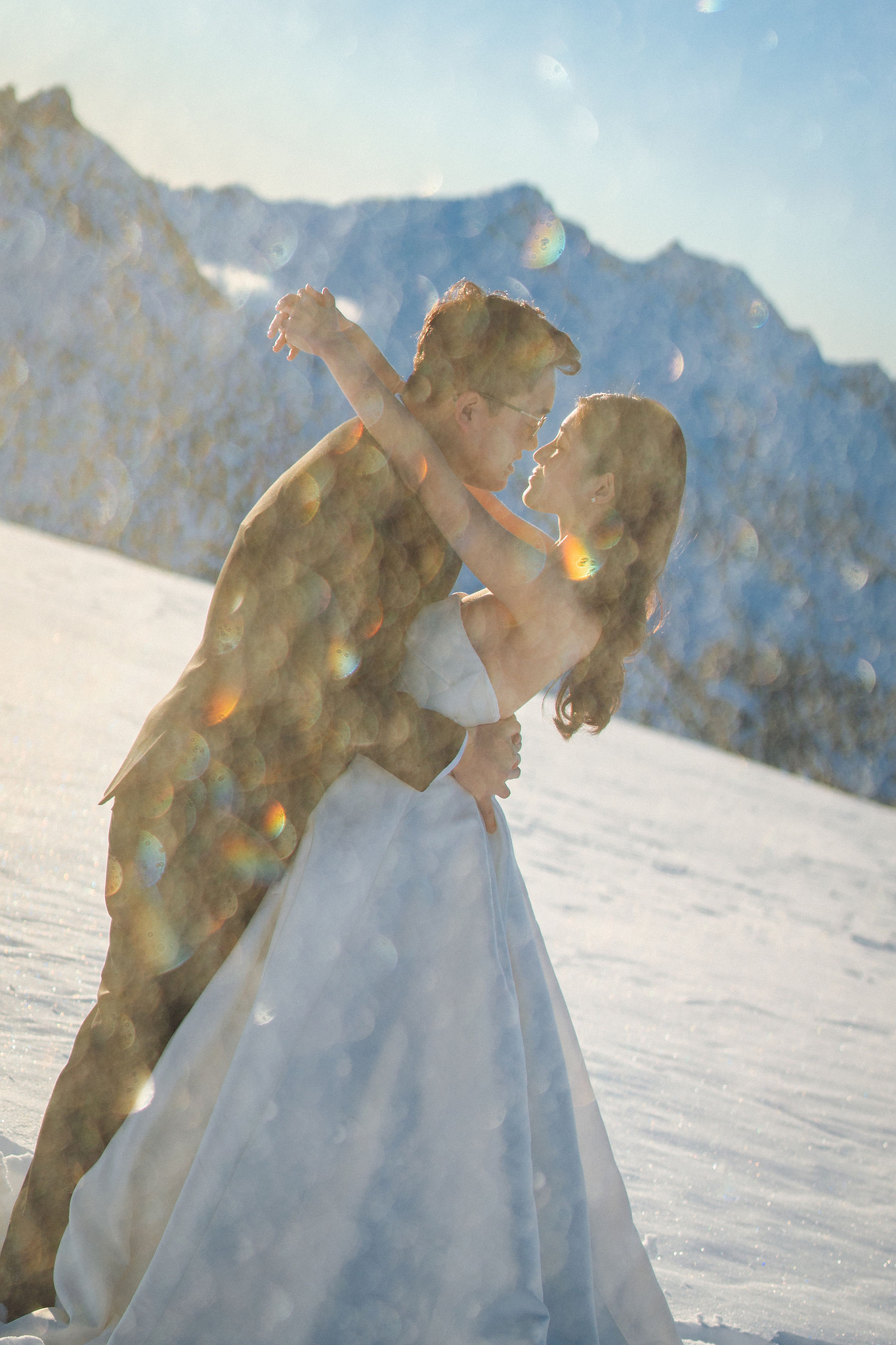 New Zealand Pre-Wedding Photoshoot | Arrowtown, Isobel Glacier, Alpaca Farm, Lake Tekapo & Mount Cook National Park at Isobel Glacier pre-wedding photo