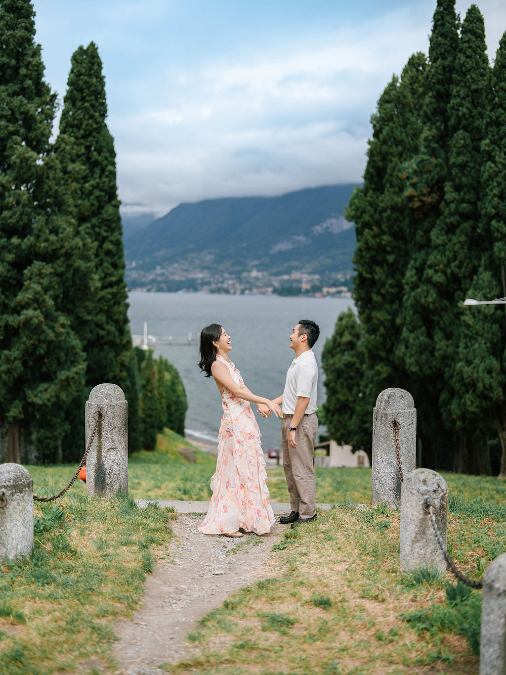Lake Como Pre-Wedding Photoshoot | Bellagio, Lake Como & Villa Melzi Gardens at Bellagio Town pre-wedding photo