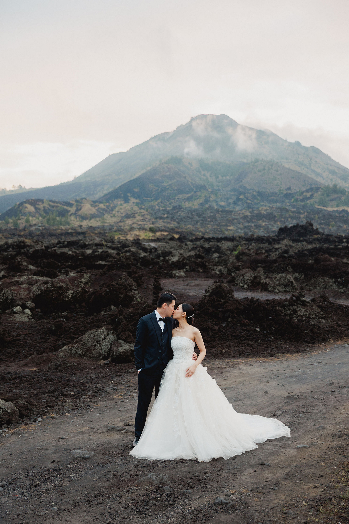 Bali Pre-Wedding Photoshoot | Mt. Batur Lava Fields, Blangsinga Waterfall & Balangan Beach at Mt. Batur Lava Fields pre-wedding photo
