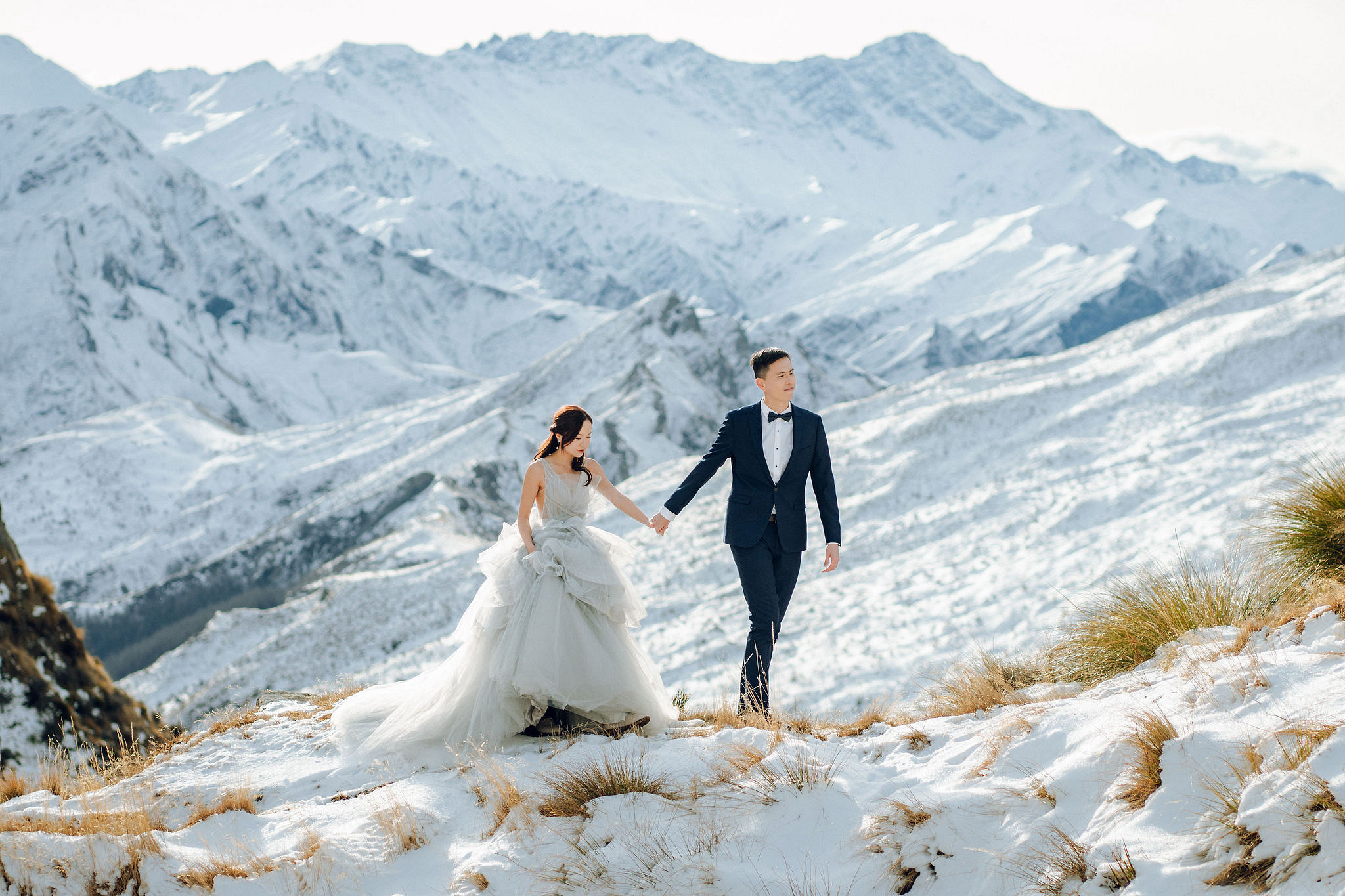 New Zealand Pre-Wedding Photoshoot with Lake Wakatipu, Skippers Canyon, Lake Tekapo, Mount Cook, and Omarama Clay Cliffs at Skippers Canyon pre-wedding photo