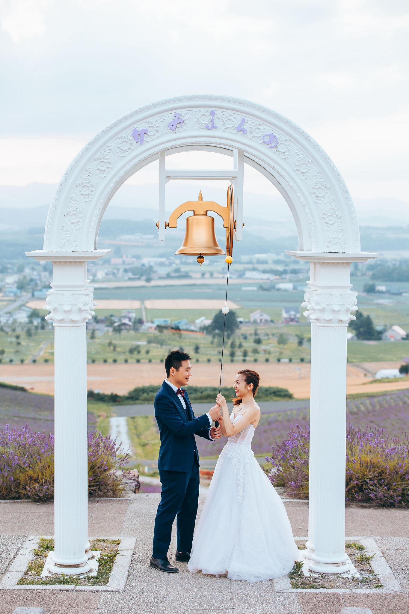 Hokkaido Summer Rainbow Flowers and Railway Track Japan Prewedding Photoshoot at Furano pre-wedding photo