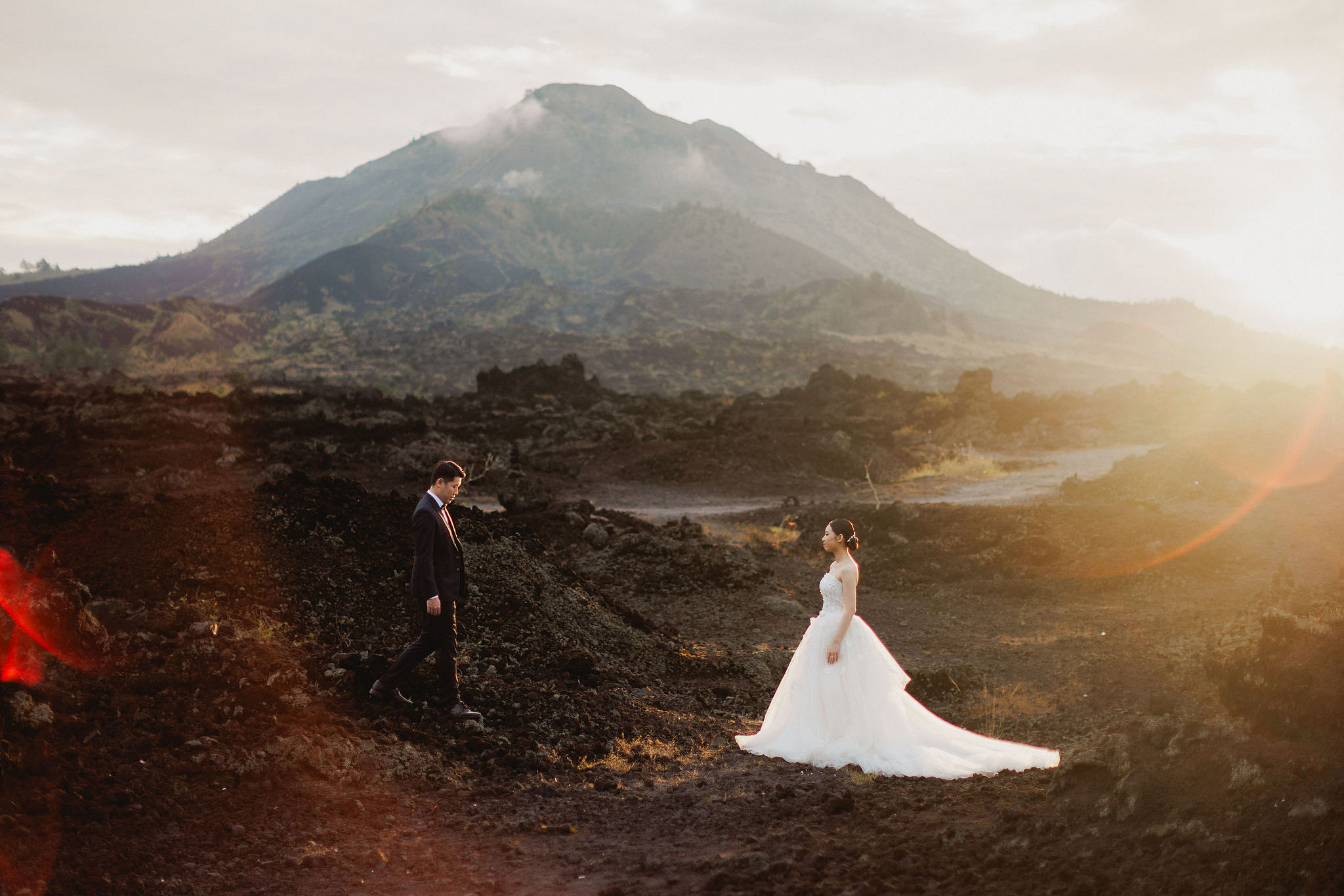 Bali Pre-Wedding Photoshoot | Mt. Batur Lava Fields, Blangsinga Waterfall & Balangan Beach at Mt. Batur Lava Fields pre-wedding photo