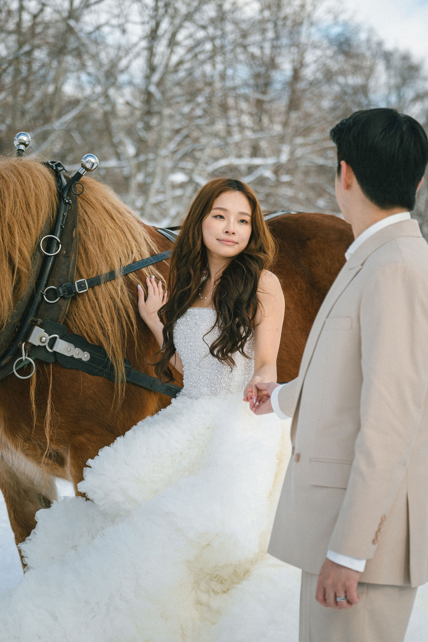 Hokkaido Pre-Wedding Photoshoot | Birch Forest, Rusutsu Resort & Hirafu Village at Birch Forest pre-wedding photo