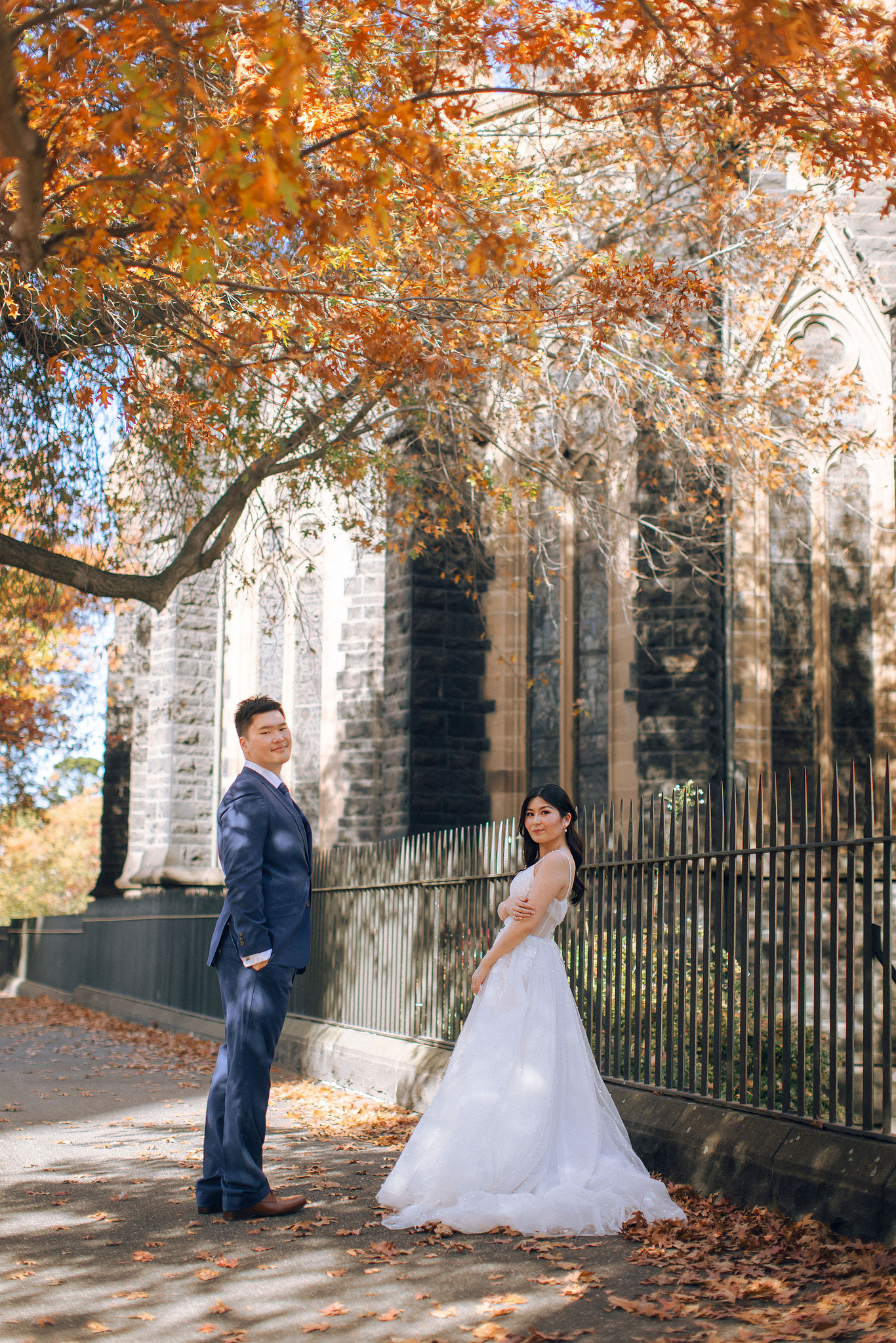 Melbourne Pre-Wedding Photoshoot | Mont Du Soleil, St Patrick Cathedral, The Parliament House & Prince Bridge at St Patrick Cathedral pre-wedding photo