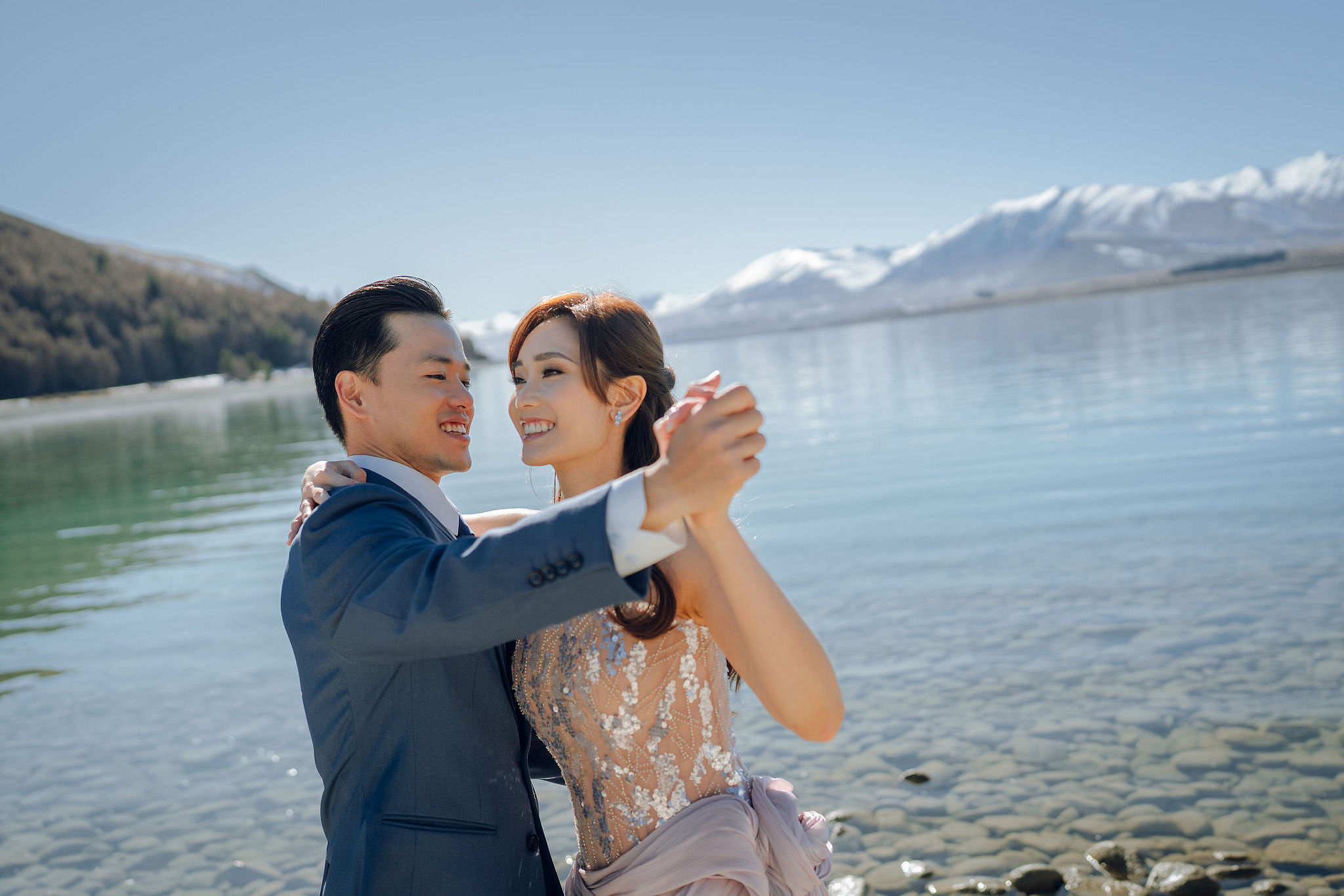 New Zealand Pre-Wedding Photoshoot | Coromandel Peak, Lake Wakatipu & Queenstown, Skippers Canyon, Lake Tekapo, Mount Cook National Park & Glacier at Lake Tekapo pre-wedding photo