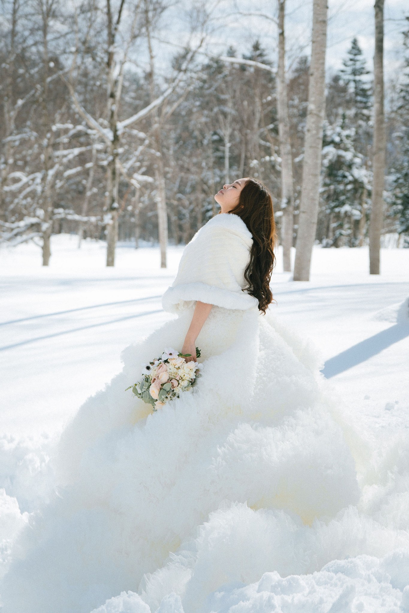 Hokkaido Pre-Wedding Photoshoot | Birch Forest, Rusutsu Resort & Hirafu Village at Birch Forest pre-wedding photo