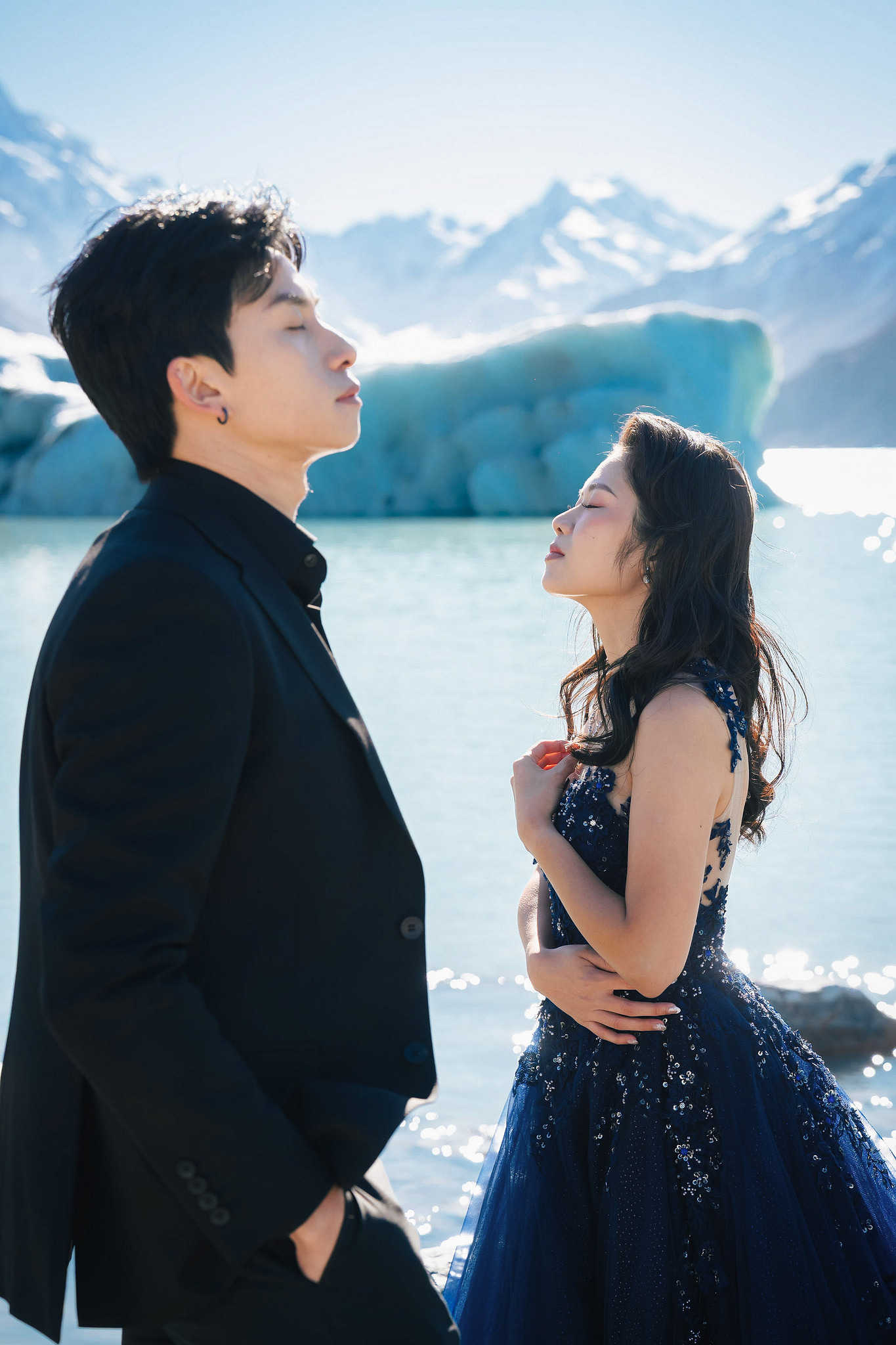 New Zealand Pre-Wedding Photoshoot | Lake Wakatipu & Cecil Peak, Glacier & Mount Cook National Park at Glacier pre-wedding photo