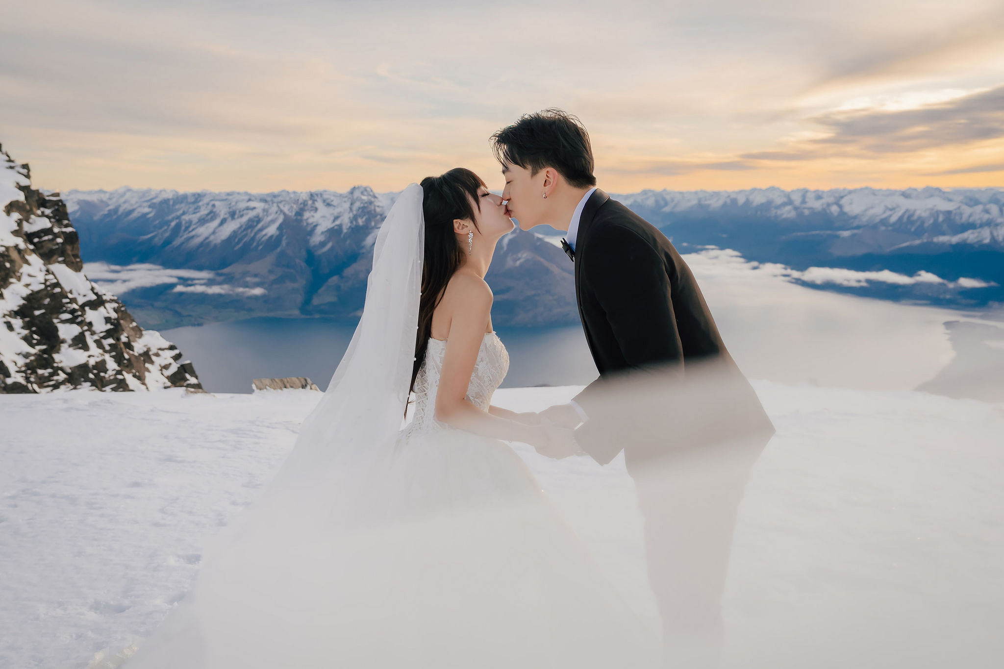 New Zealand Pre-Wedding Photoshoot | Lake Wakatipu, Fog Peak, Lake Tekapo, Glacier & Mount Cook National Park at Fog Peak pre-wedding photo
