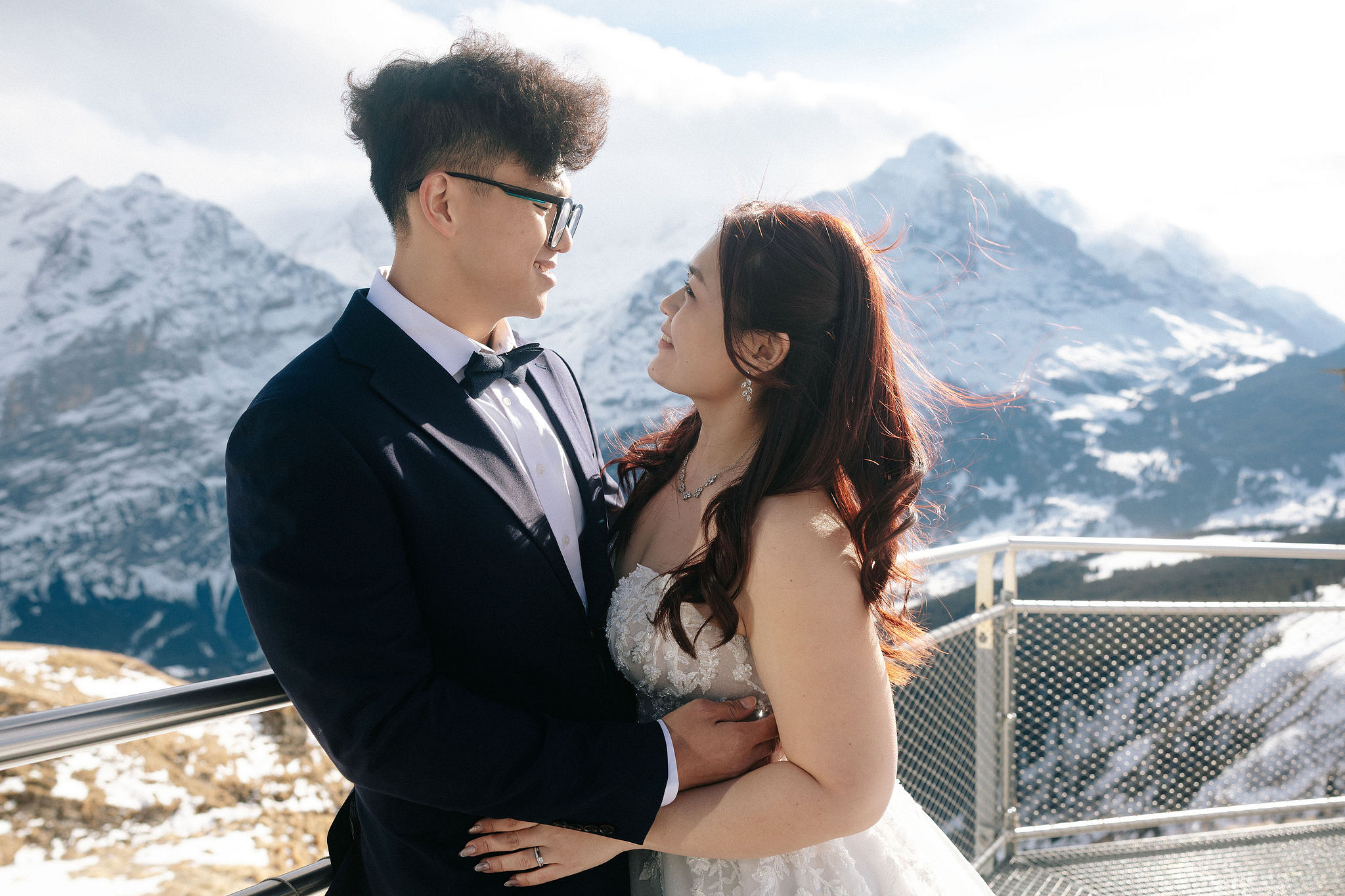 Switzerland Pre-Wedding Photoshoot | Lauterbrunnen, Grindelwald First & Lake Brienz at Grindelwald First pre-wedding photo