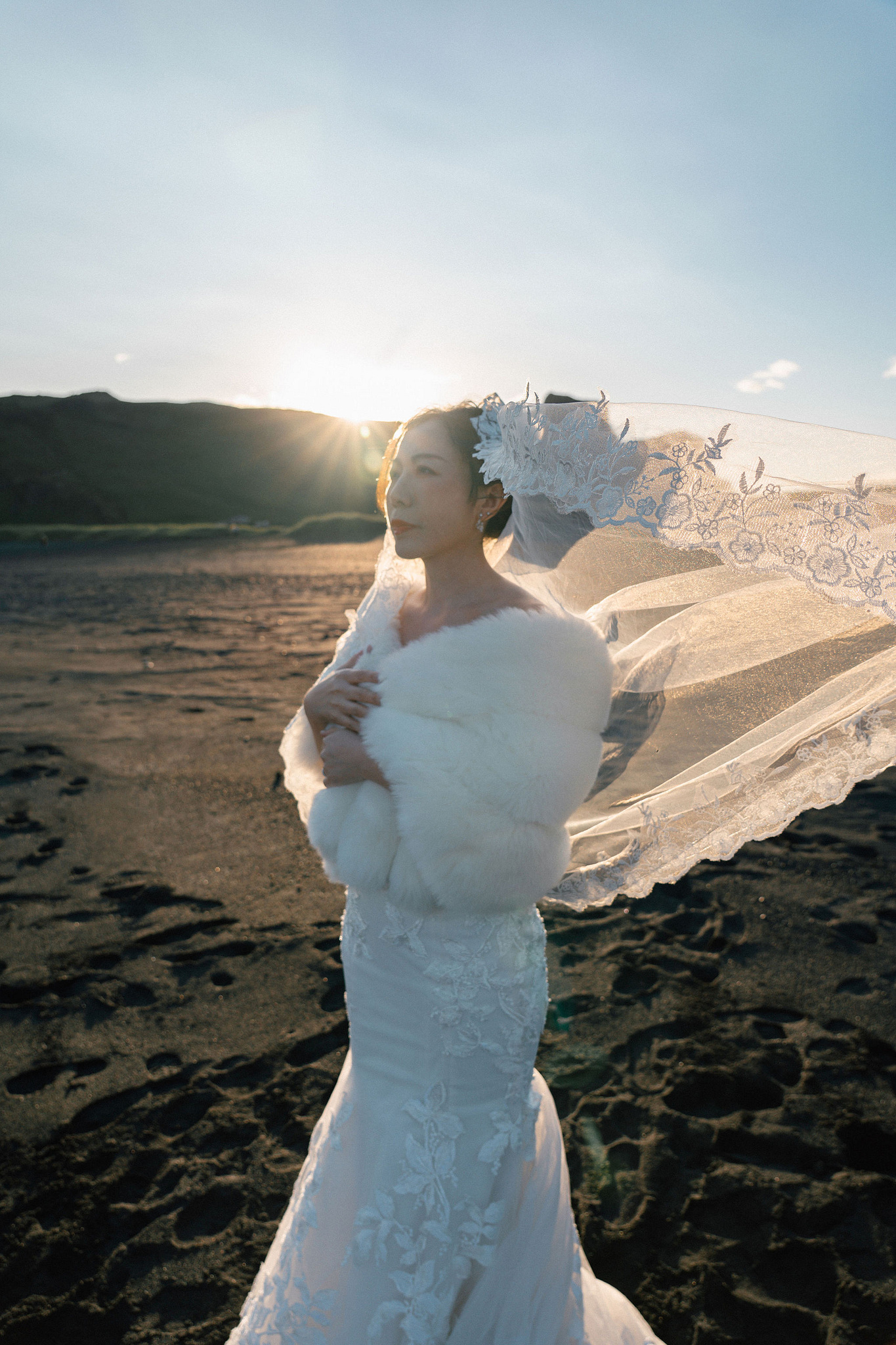 Iceland Pre-Wedding Photoshoot | Hallgrimskirkja, Skogafoss, DC Plane Wreck & Black Sand Beach at Black Sand Beach & Vik Church pre-wedding photo