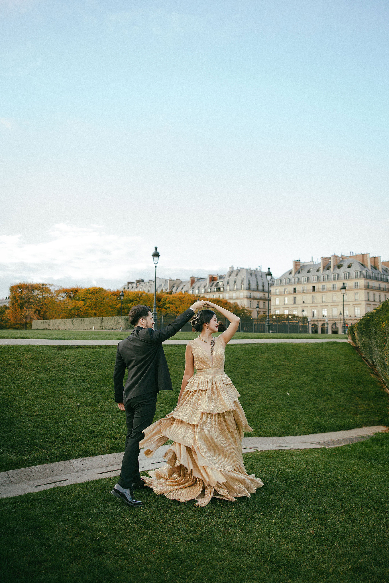Paris Pre-Wedding Photoshoot | Place du Trocadéro, Avenue de Camoëns, Parisian Café, Tuileries Garden & Louvre at Tuileries Garden pre-wedding photo