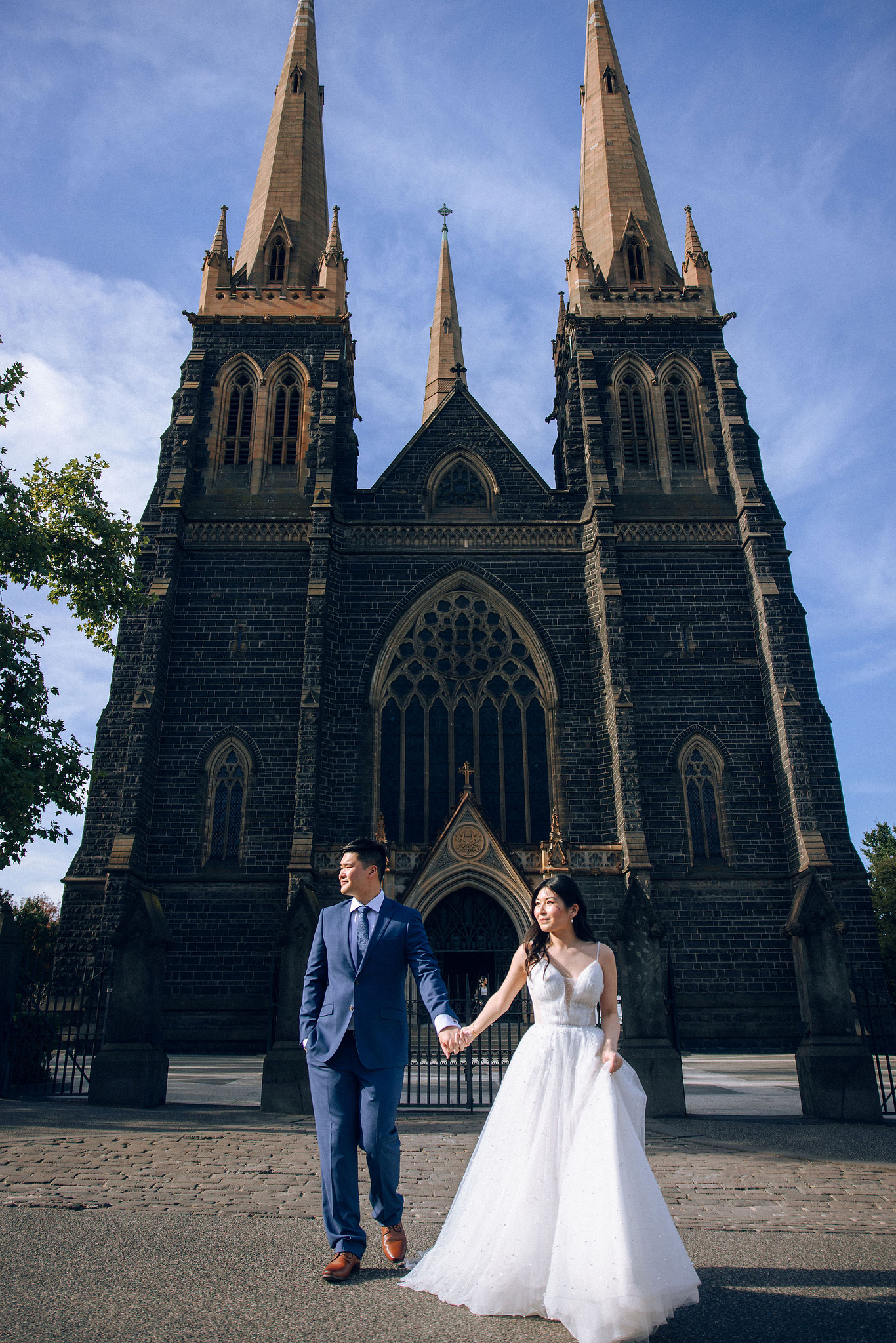 Melbourne Pre-Wedding Photoshoot | Mont Du Soleil, St Patrick Cathedral, The Parliament House & Prince Bridge at St Patrick Cathedral pre-wedding photo