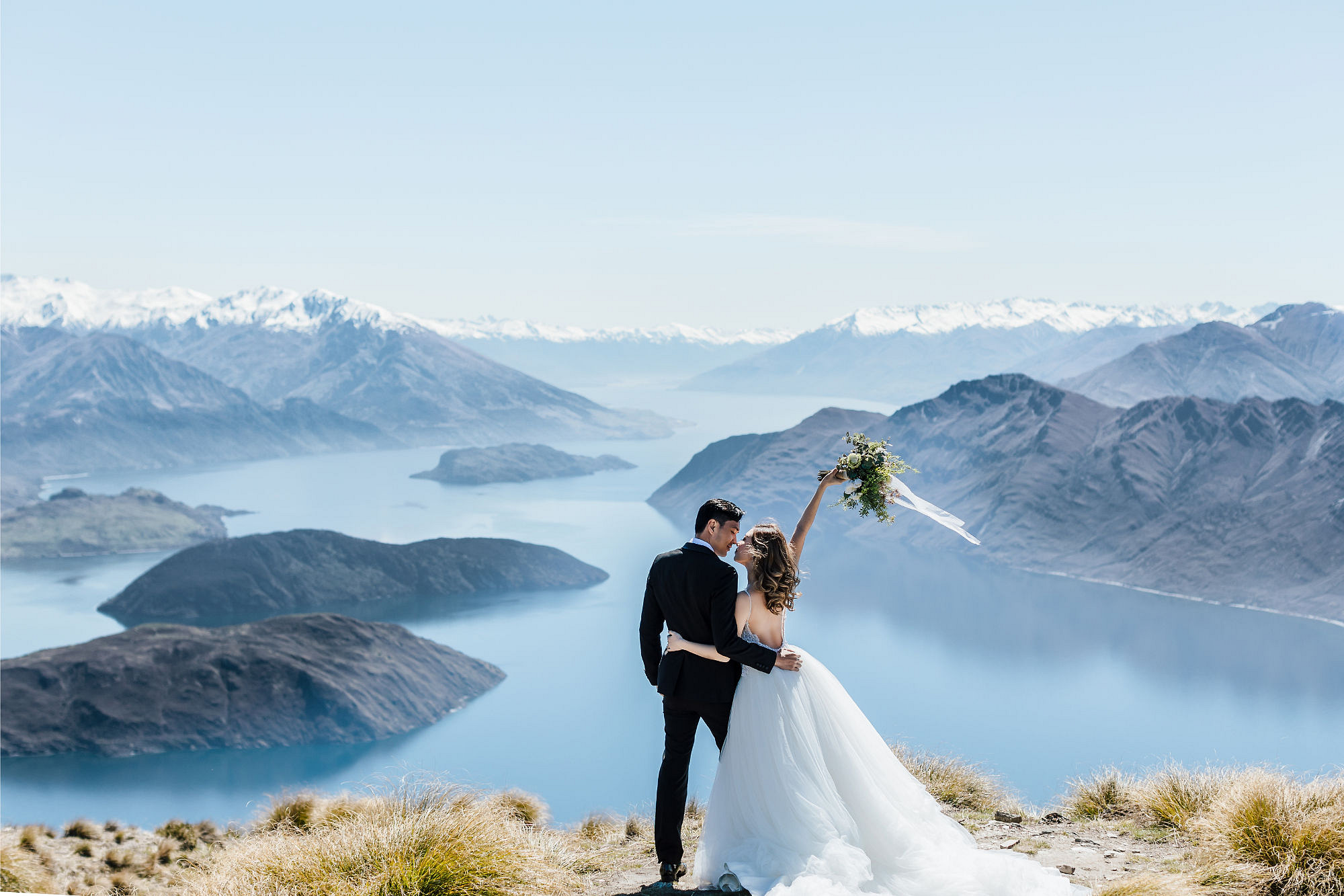 Kryz Uy And Slater Pre Wedding Photoshoot At Roy's Peak, Alpaca Farm And Arrowtown at Coromandel Peak pre-wedding photo