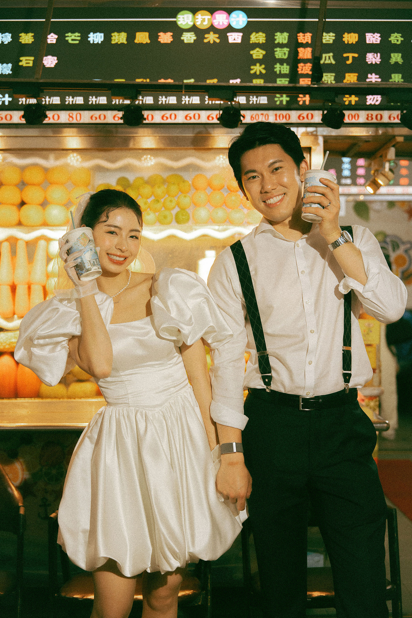 Taiwan Pre-Wedding Photoshoot Traditional Garden Qi Pao Experience Yangmingshan Vintage Night Market Shoot at Night Market pre-wedding photo