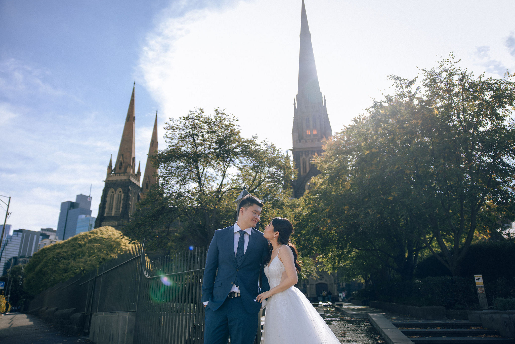 Melbourne Pre-Wedding Photoshoot | Mont Du Soleil, St Patrick Cathedral, The Parliament House & Prince Bridge at St Patrick Cathedral pre-wedding photo
