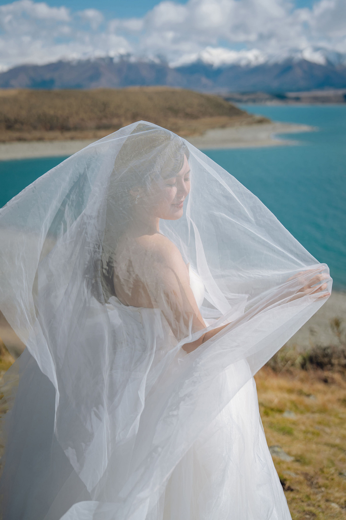 New Zealand Pre-Wedding Photoshoot | Lake Tekapo, Mount Cook, Tasman Glacier & Lake Wakatipu at Lake Tekapo pre-wedding photo