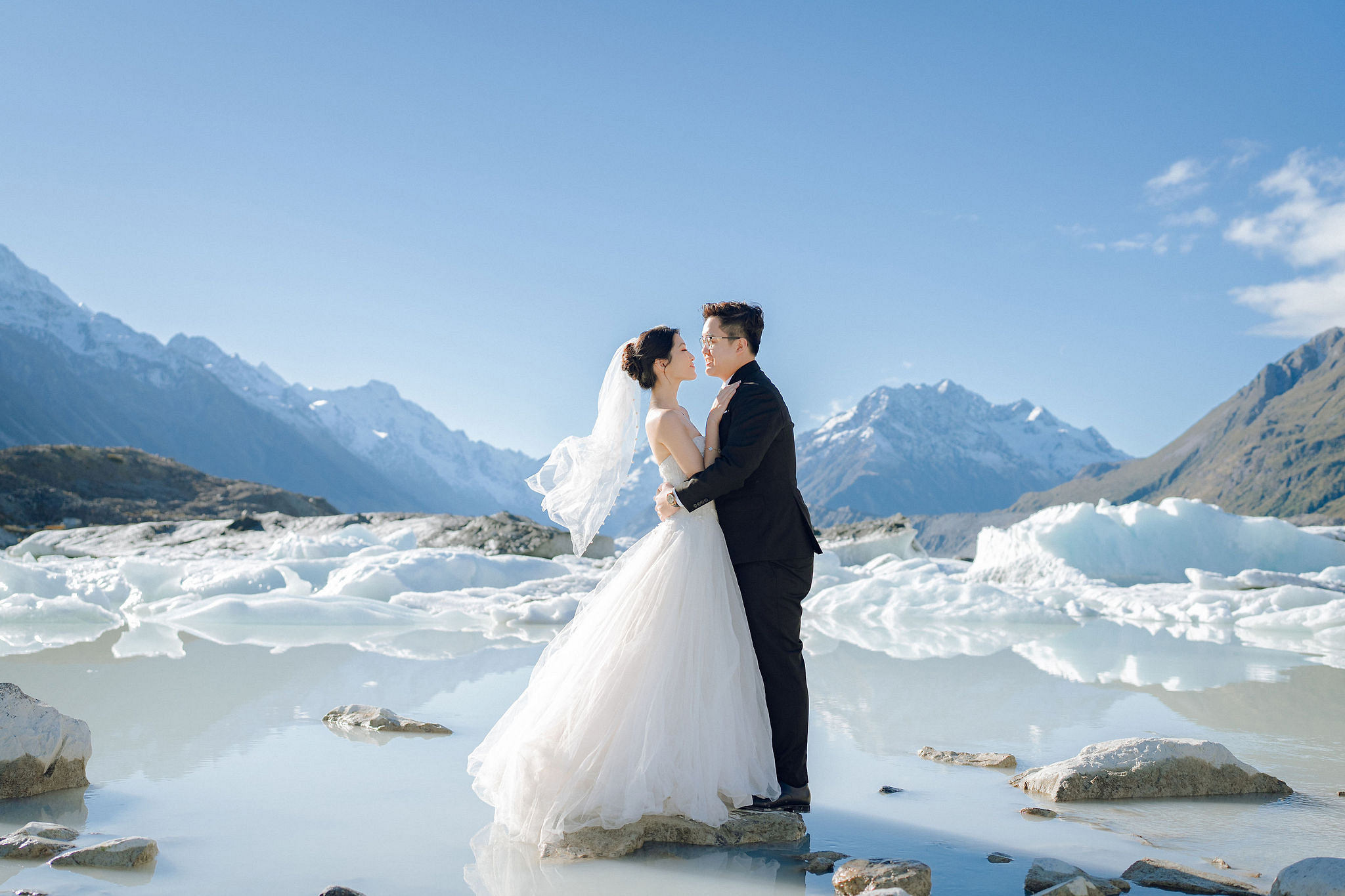 New Zealand Pre-Wedding Photoshoot | Arrowtown, Isobel Glacier, Alpaca Farm, Lake Tekapo & Mount Cook National Park at Mount Cook National Park pre-wedding photo