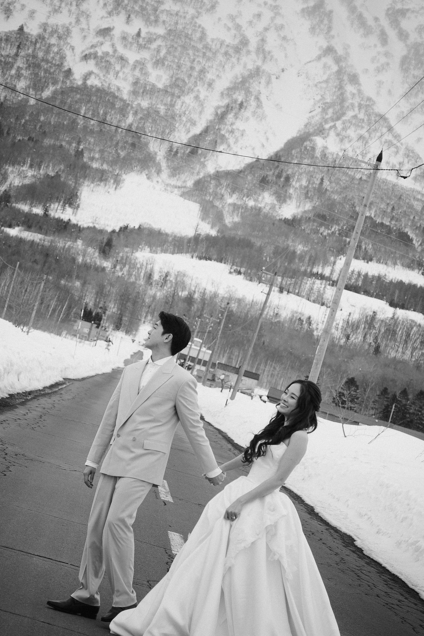 Hokkaido Pre-Wedding Photoshoot | Birch Forest, Rusutsu Resort & Hirafu Village at Birch Forest pre-wedding photo