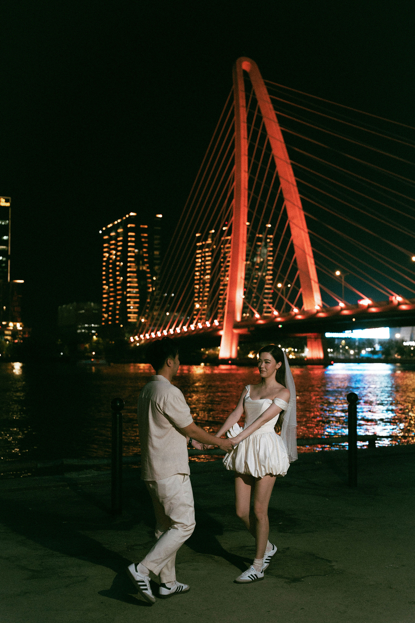 Ho Chi Minh Vietnam Pre-Wedding Photoshoot | European Film Studio, Market Streets & Saigon Bridge at Saigon Bridge pre-wedding photo