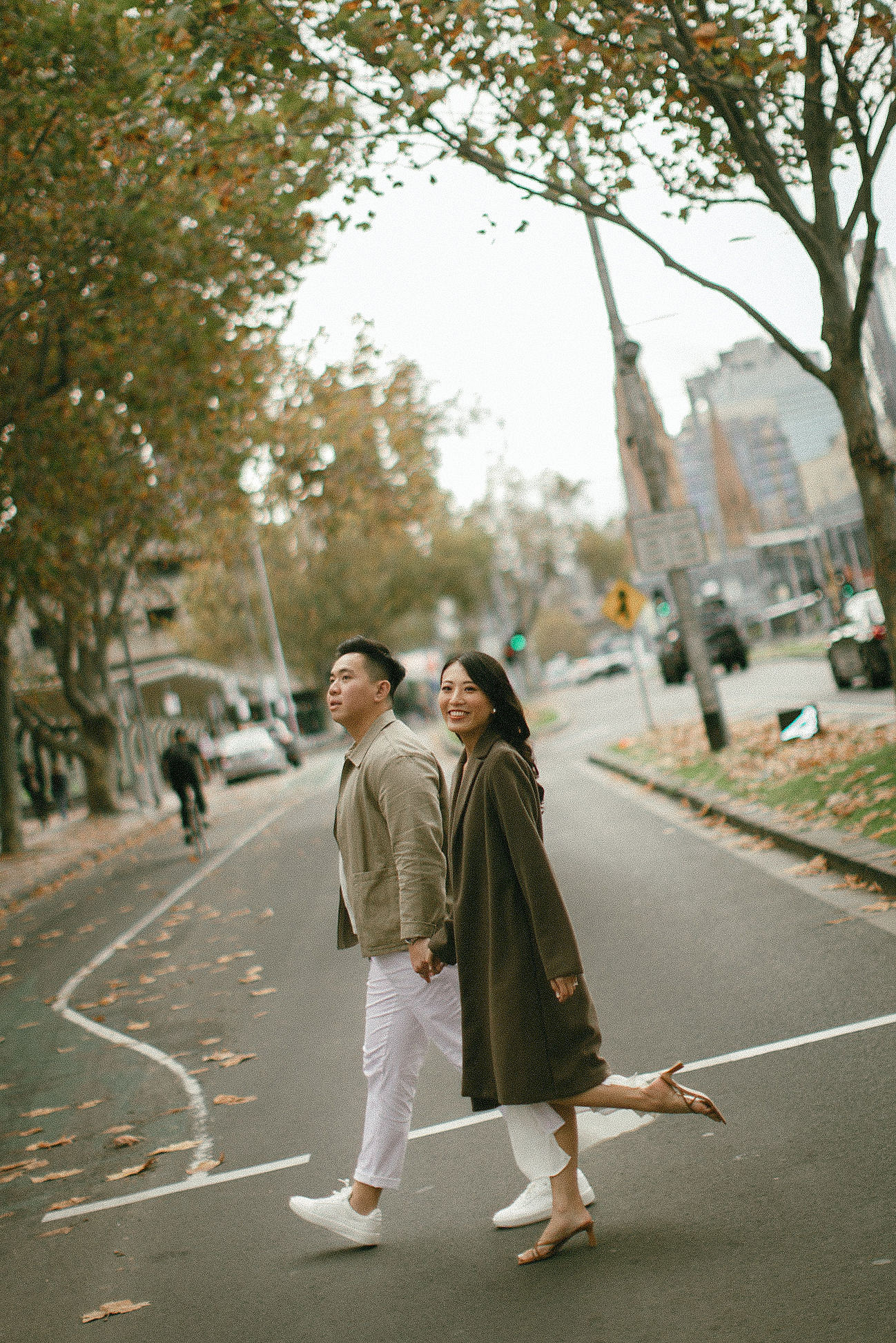 Melbourne Pre-Wedding Photoshoot | Parliament House, Fitzroy Gardens, Melbourne Streets & Half Moon Bay at Melbourne Streets pre-wedding photo