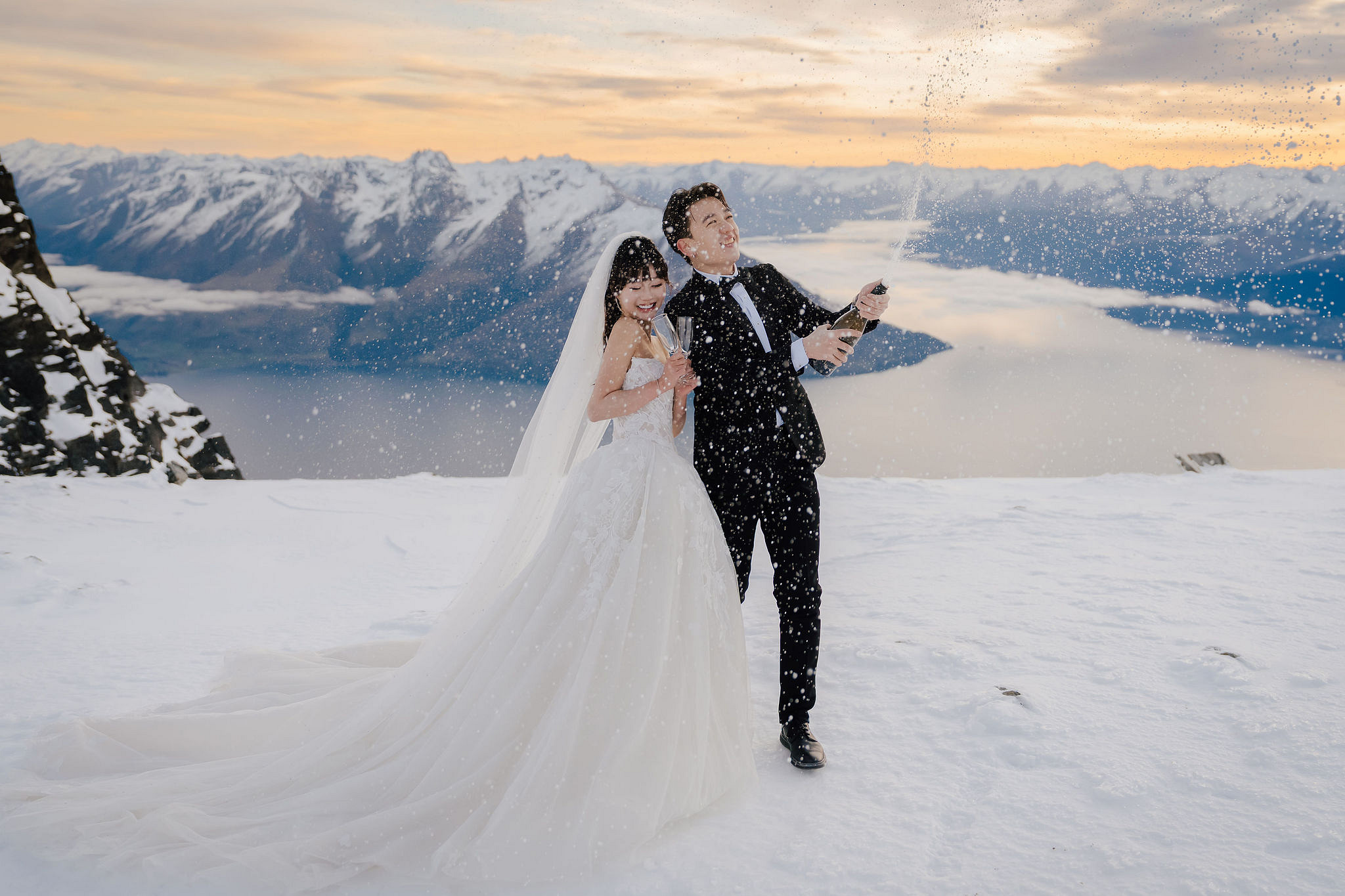New Zealand Pre-Wedding Photoshoot | Lake Wakatipu, Fog Peak, Lake Tekapo, Glacier & Mount Cook National Park at Fog Peak pre-wedding photo