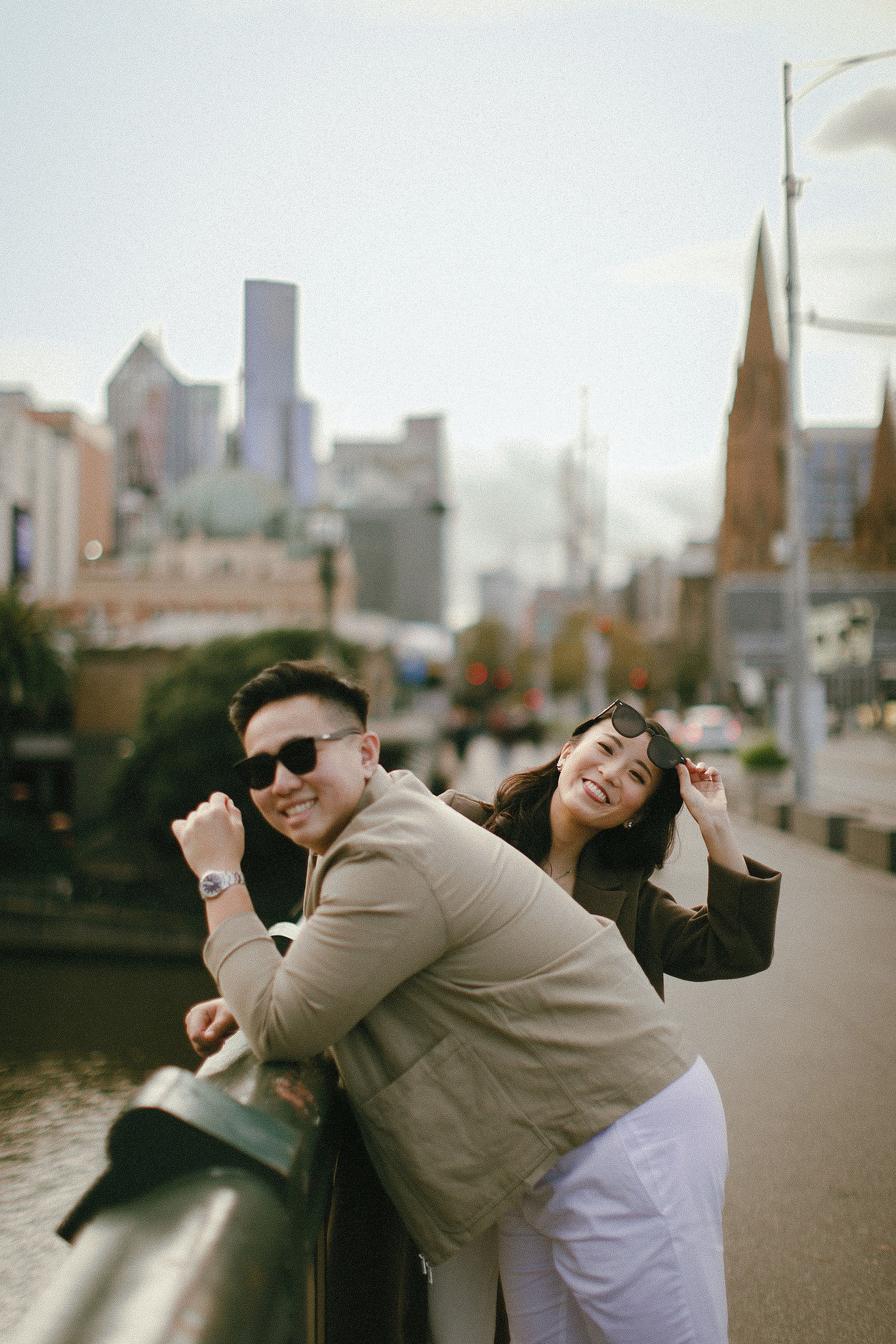 Melbourne Pre-Wedding Photoshoot | Parliament House, Fitzroy Gardens, Melbourne Streets & Half Moon Bay at Melbourne Streets pre-wedding photo