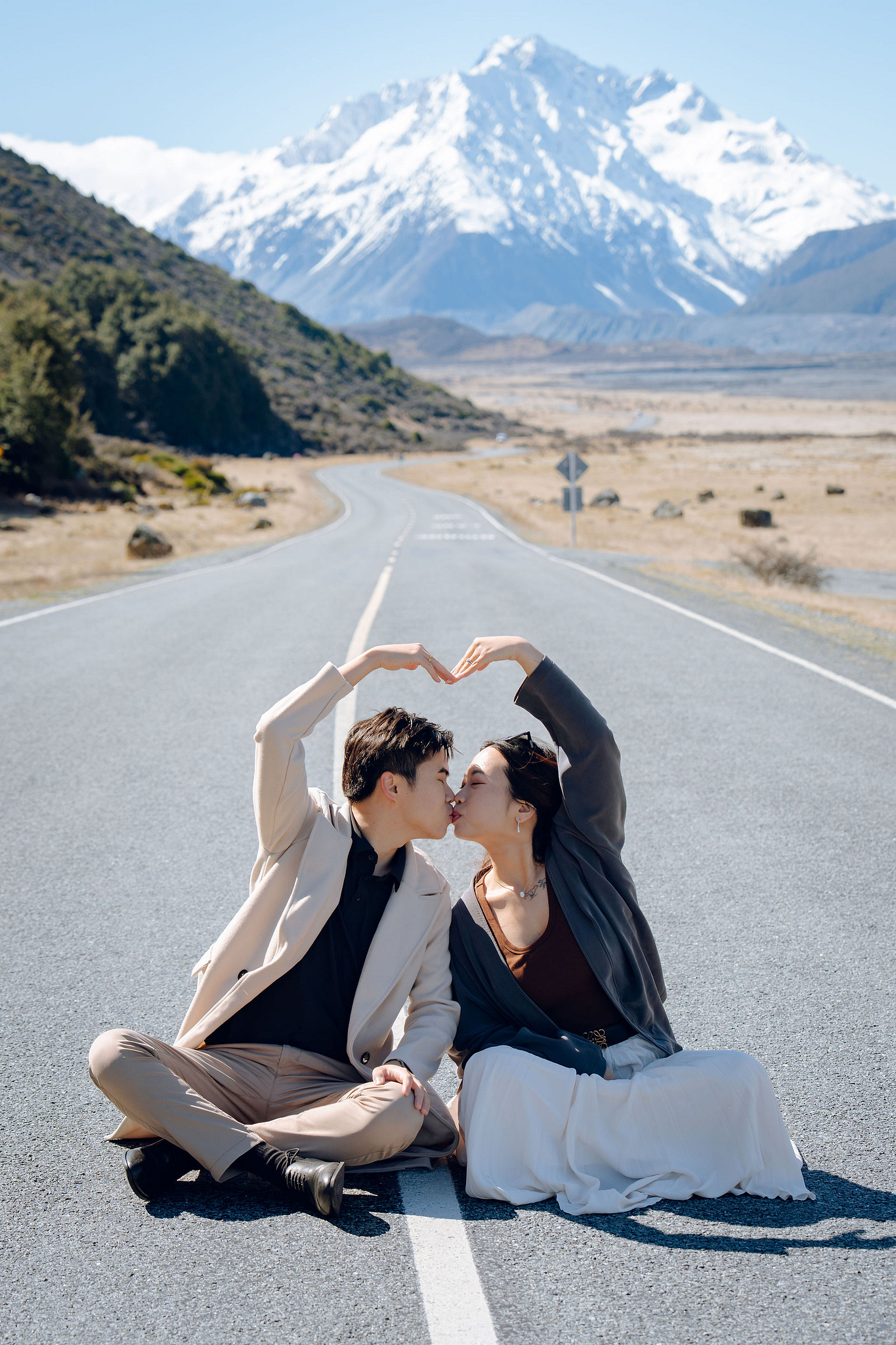 New Zealand Pre-Wedding Photoshoot | Lake Wakatipu, Alta Tarns, Coromandel Peak to Mount Cook at Mount Cook National Park pre-wedding photo