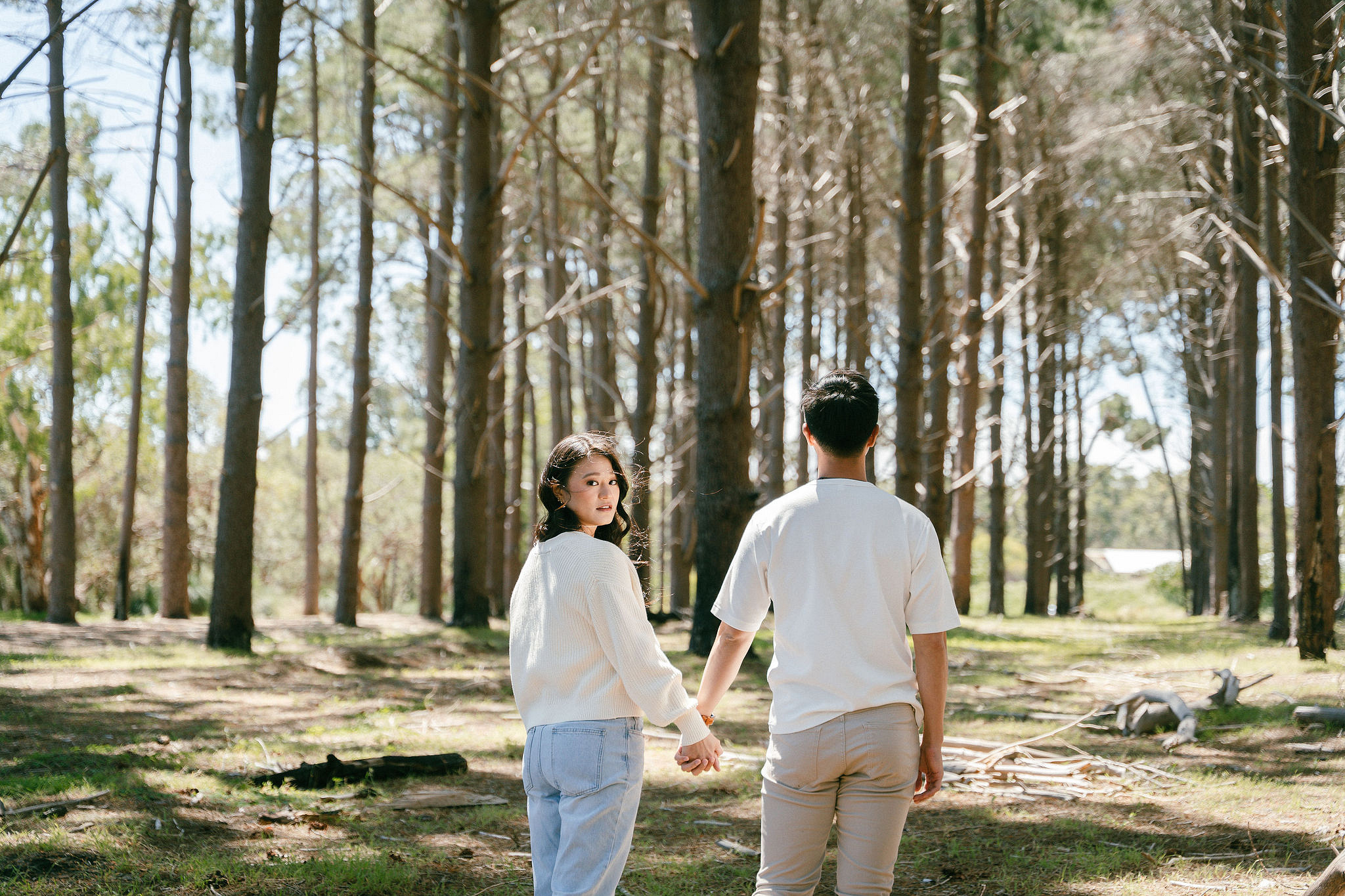 Perth Pre-Wedding Photoshoot | Wanneroo Pines, Yanchep National Park, Lancelin & Lancelin Beach at Wanneroo Pines pre-wedding photo