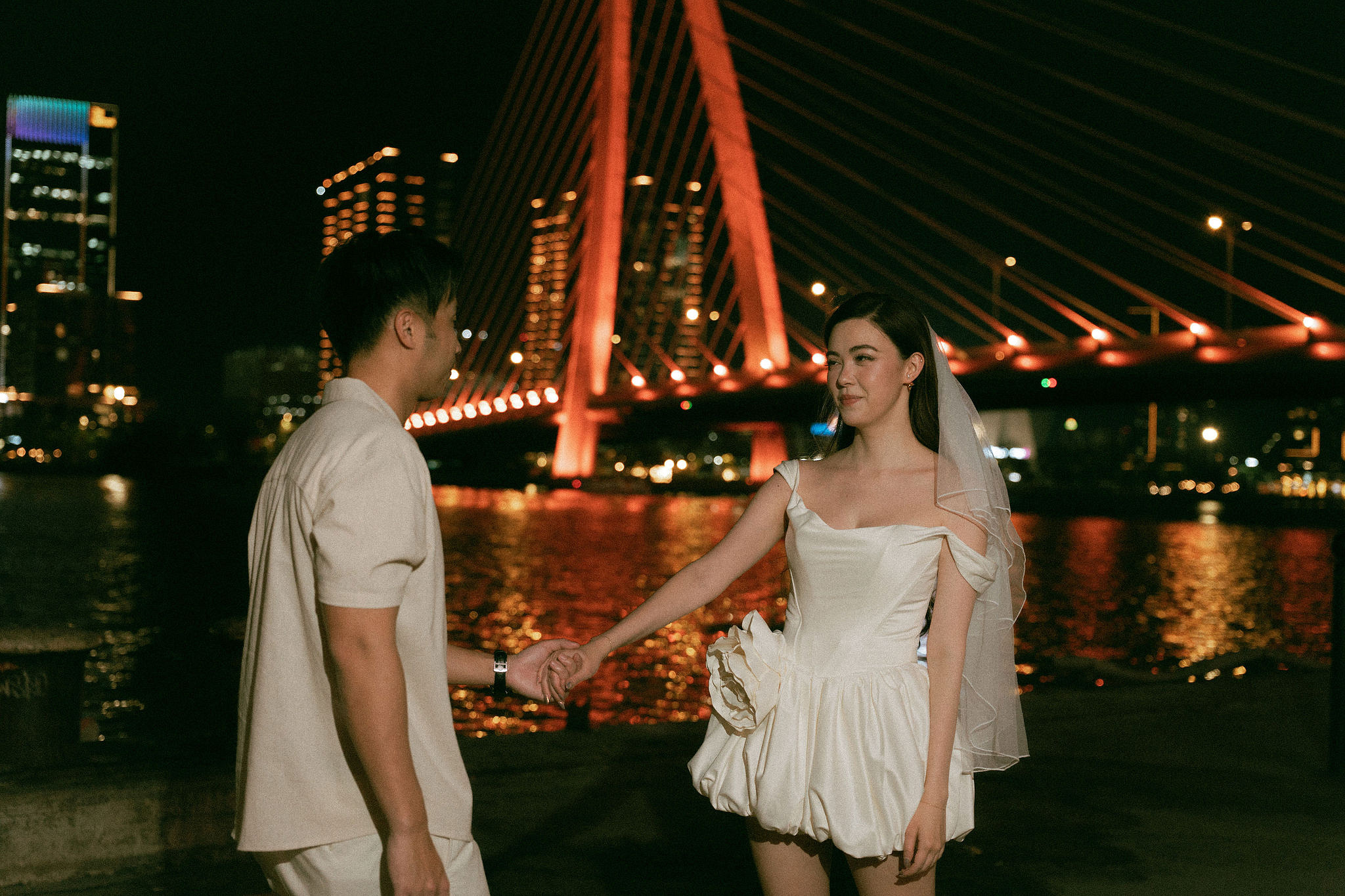 Ho Chi Minh Vietnam Pre-Wedding Photoshoot | European Film Studio, Market Streets & Saigon Bridge at Saigon Bridge pre-wedding photo