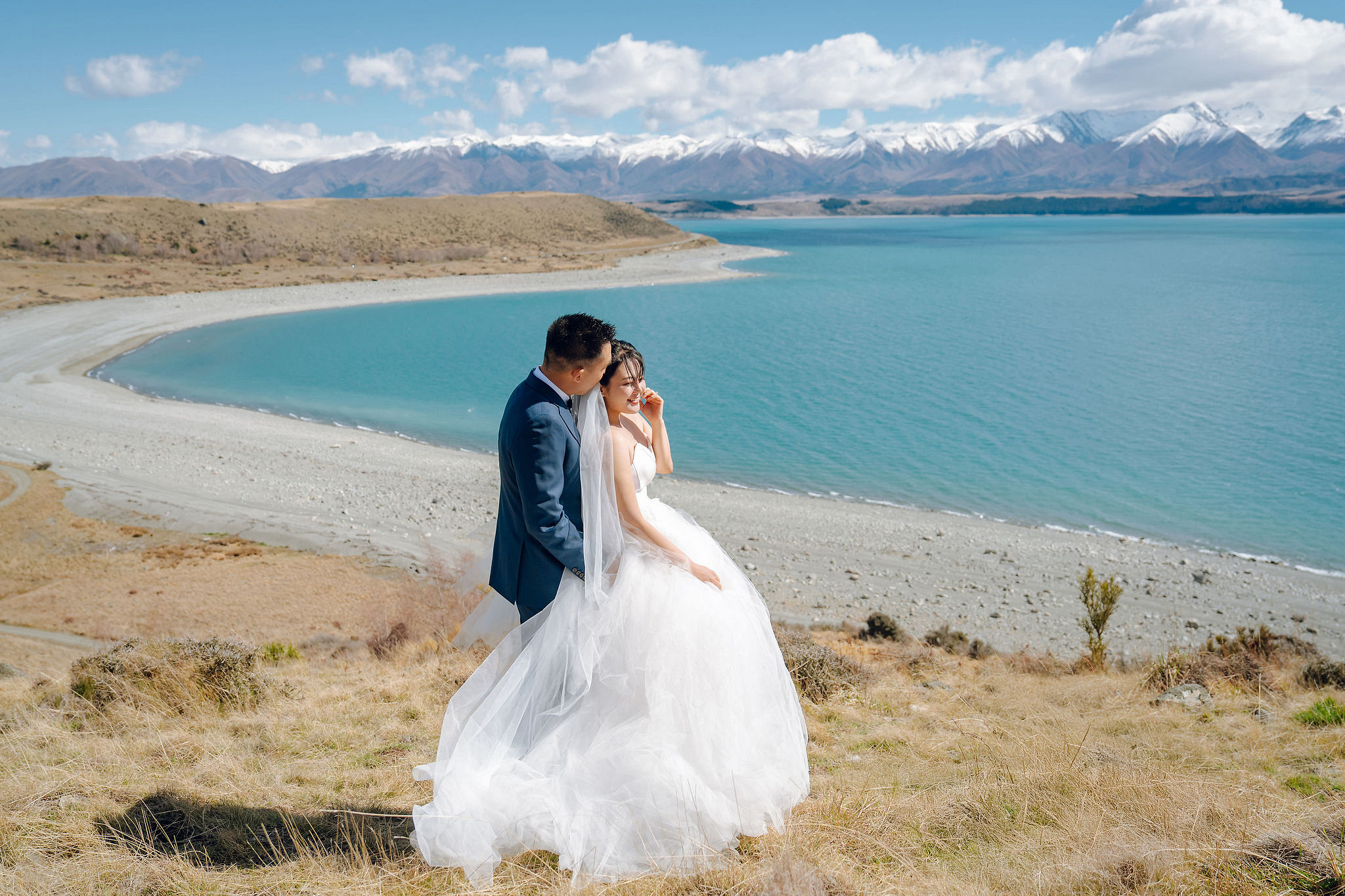 New Zealand Pre-Wedding Photoshoot | Lake Tekapo, Mount Cook, Tasman Glacier & Lake Wakatipu at Lake Tekapo pre-wedding photo