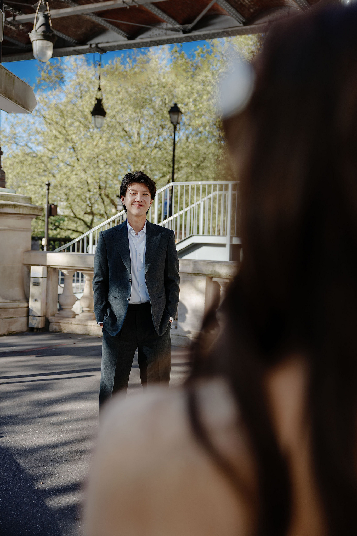 Paris Pre-Wedding Photoshoot | Place du Trocadéro, Bir-Hakeim Bridge, Sacré-Cœur Basilica, Parisian Café & Palais Royal at Bir-Hakeim Bridge pre-wedding photo