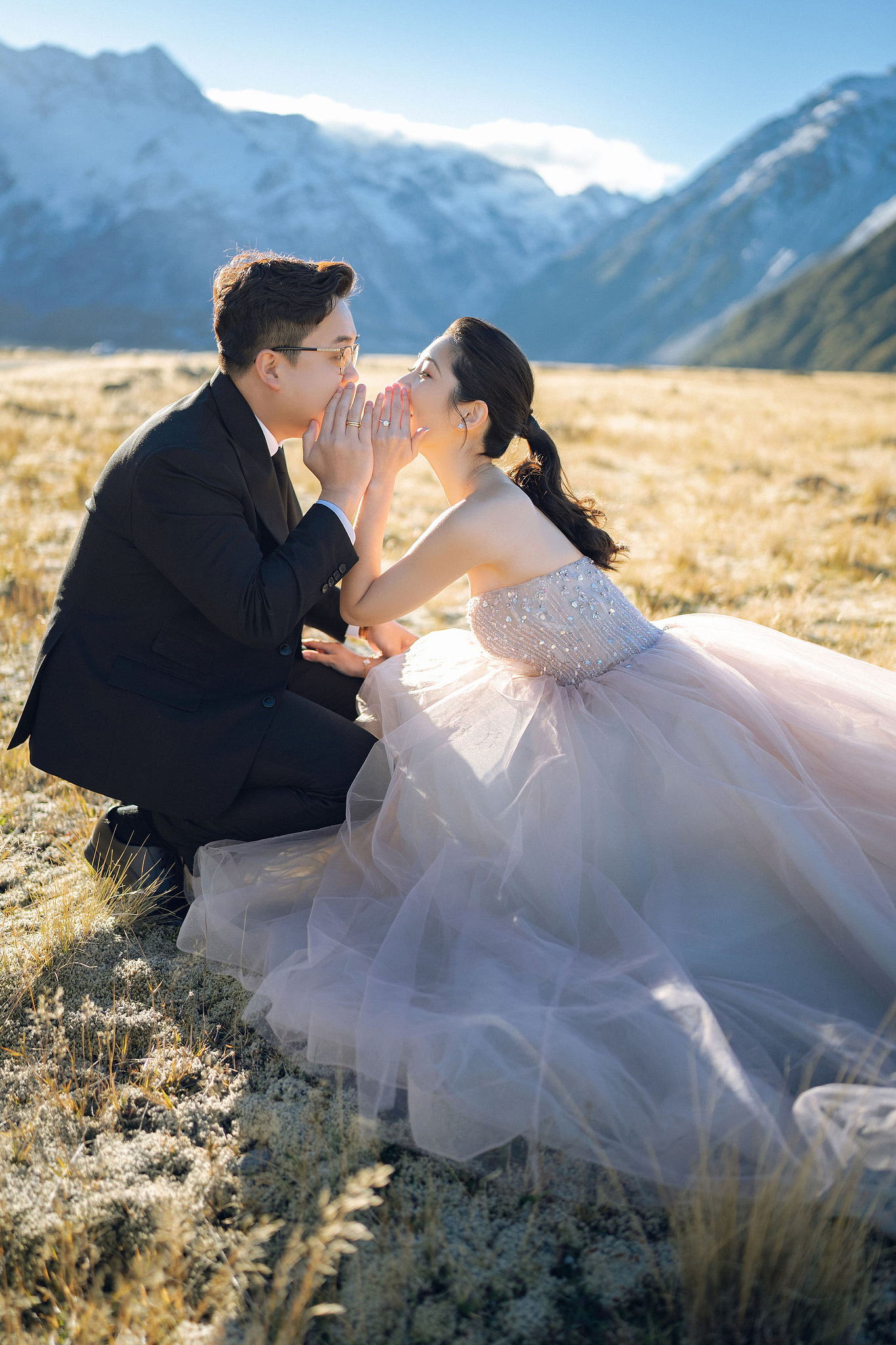 New Zealand Pre-Wedding Photoshoot | Arrowtown, Isobel Glacier, Alpaca Farm, Lake Tekapo & Mount Cook National Park at Mount Cook National Park pre-wedding photo