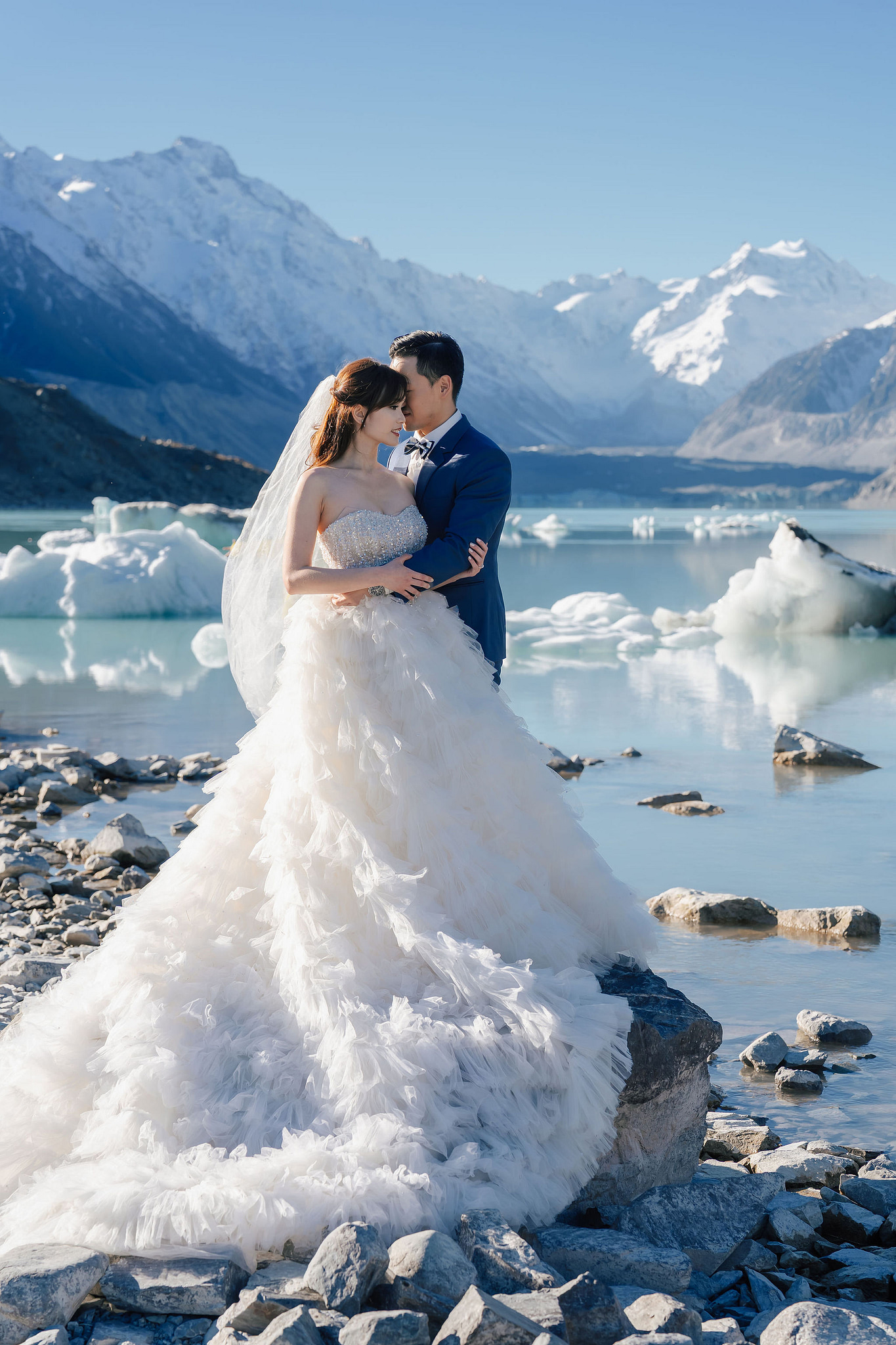 New Zealand Pre-Wedding Photoshoot | Coromandel Peak, Lake Wakatipu & Queenstown, Skippers Canyon, Lake Tekapo, Mount Cook National Park & Glacier at Glacier pre-wedding photo