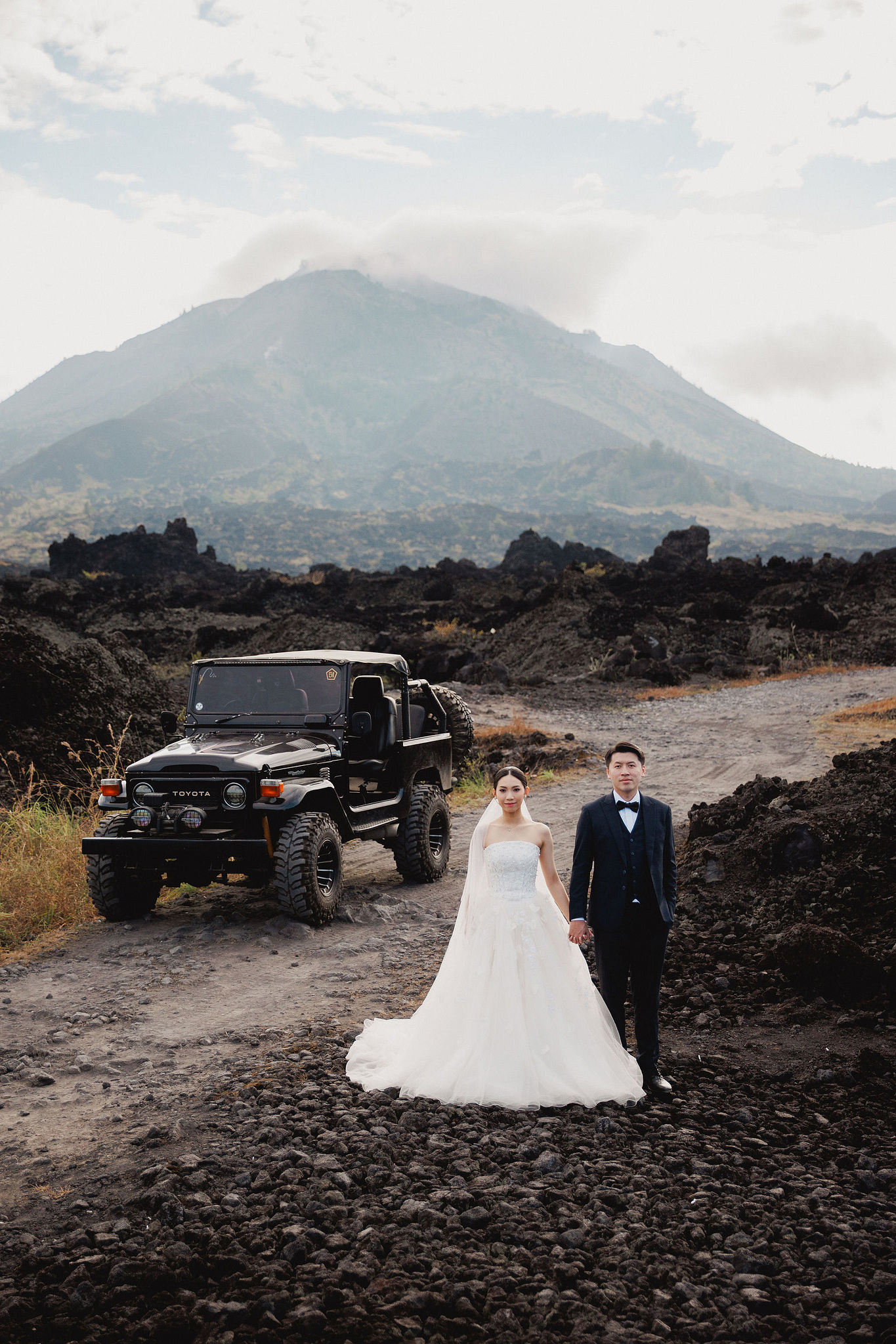 Bali Pre-Wedding Photoshoot | Mt. Batur Lava Fields, Blangsinga Waterfall & Balangan Beach at Mt. Batur Lava Fields pre-wedding photo