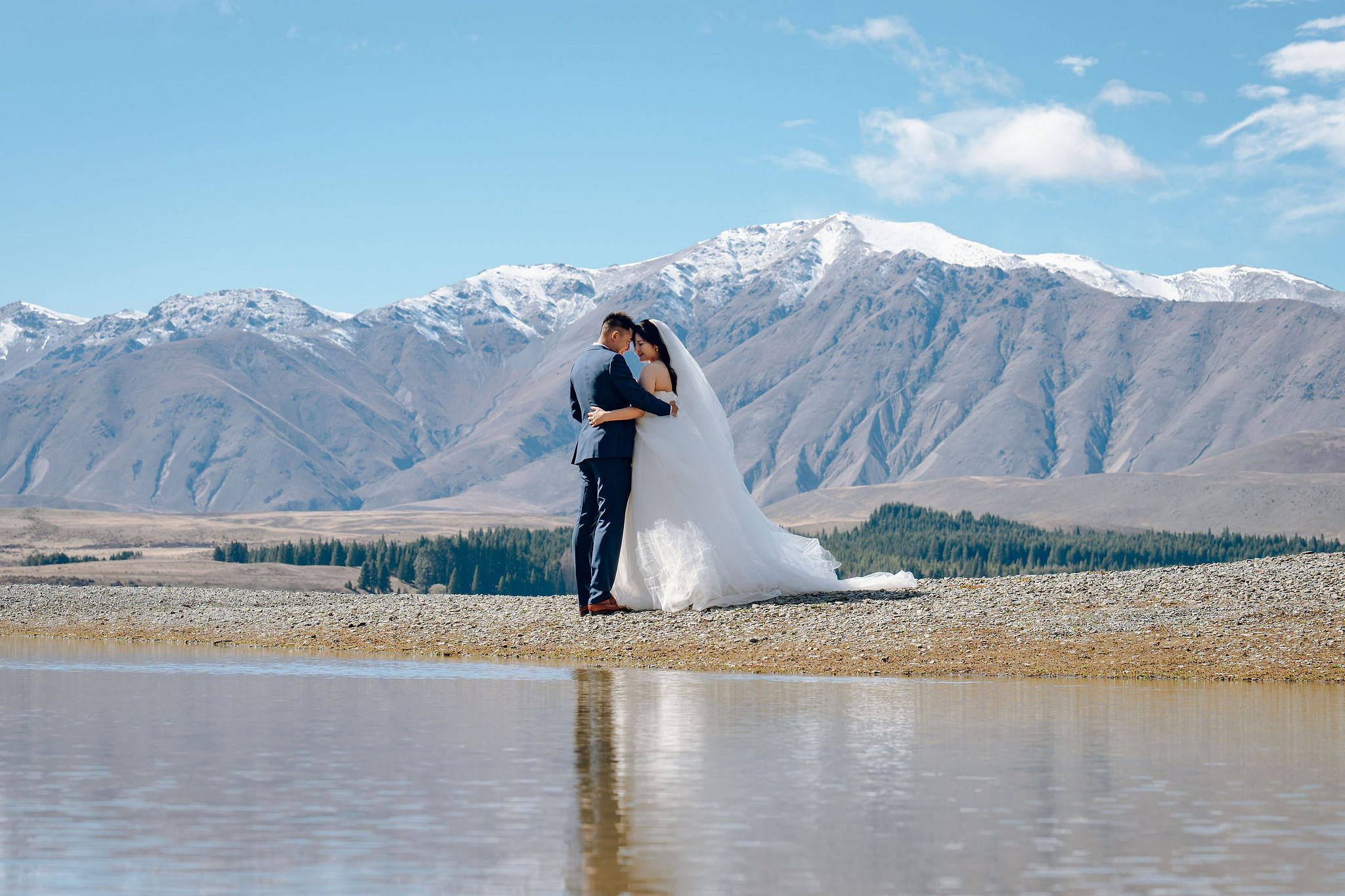 New Zealand Pre-Wedding Photoshoot | Lake Tekapo, Mount Cook, Tasman Glacier & Lake Wakatipu at Lake Tekapo pre-wedding photo