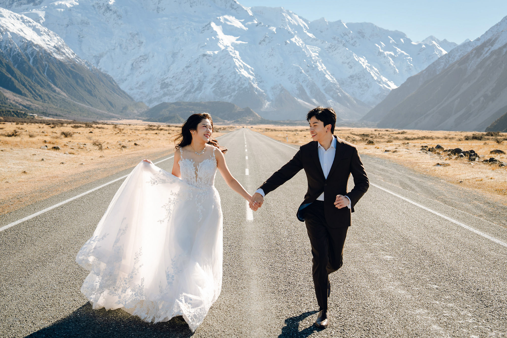 New Zealand Pre-Wedding Photoshoot | Lake Wakatipu & Cecil Peak, Glacier & Mount Cook National Park at Mount Cook National Park pre-wedding photo
