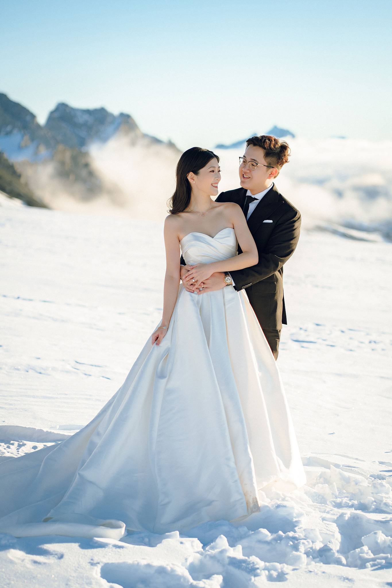 New Zealand Pre-Wedding Photoshoot | Arrowtown, Isobel Glacier, Alpaca Farm, Lake Tekapo & Mount Cook National Park at Isobel Glacier pre-wedding photo