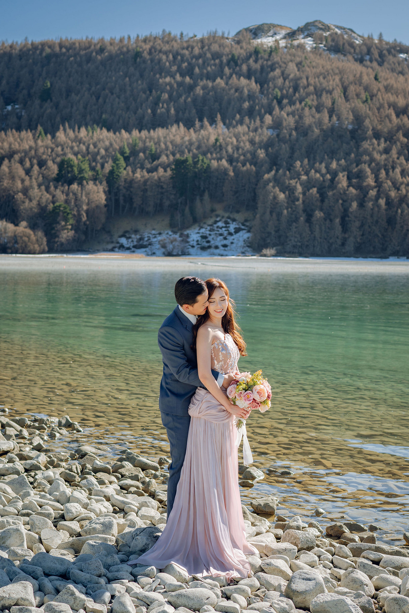 New Zealand Pre-Wedding Photoshoot | Coromandel Peak, Lake Wakatipu & Queenstown, Skippers Canyon, Lake Tekapo, Mount Cook National Park & Glacier at Lake Tekapo pre-wedding photo