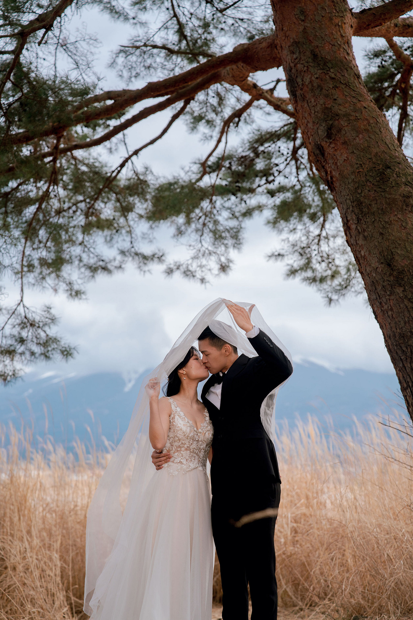Tokyo & Mt Fuji Pre-Wedding Photoshoot | Senso-Ji Temple, Tokyo Park & Lake Kawaguchiko at Lake Kawaguchiko pre-wedding photo