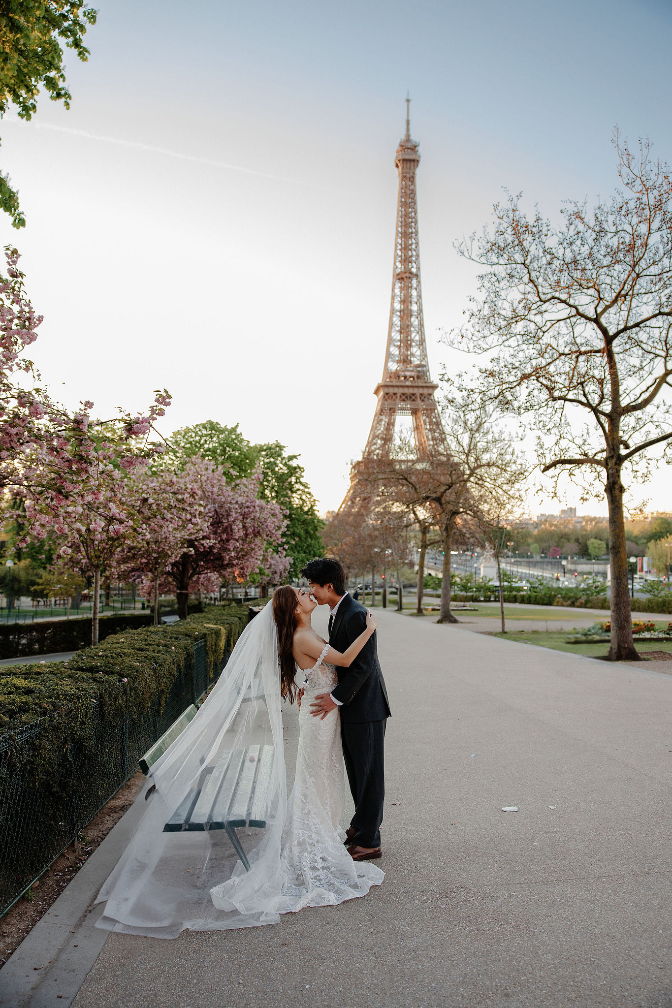 Paris Pre-Wedding Photoshoot | Place du Trocadéro, Bir-Hakeim Bridge, Sacré-Cœur Basilica, Parisian Café & Palais Royal at Place du Trocadéro pre-wedding photo
