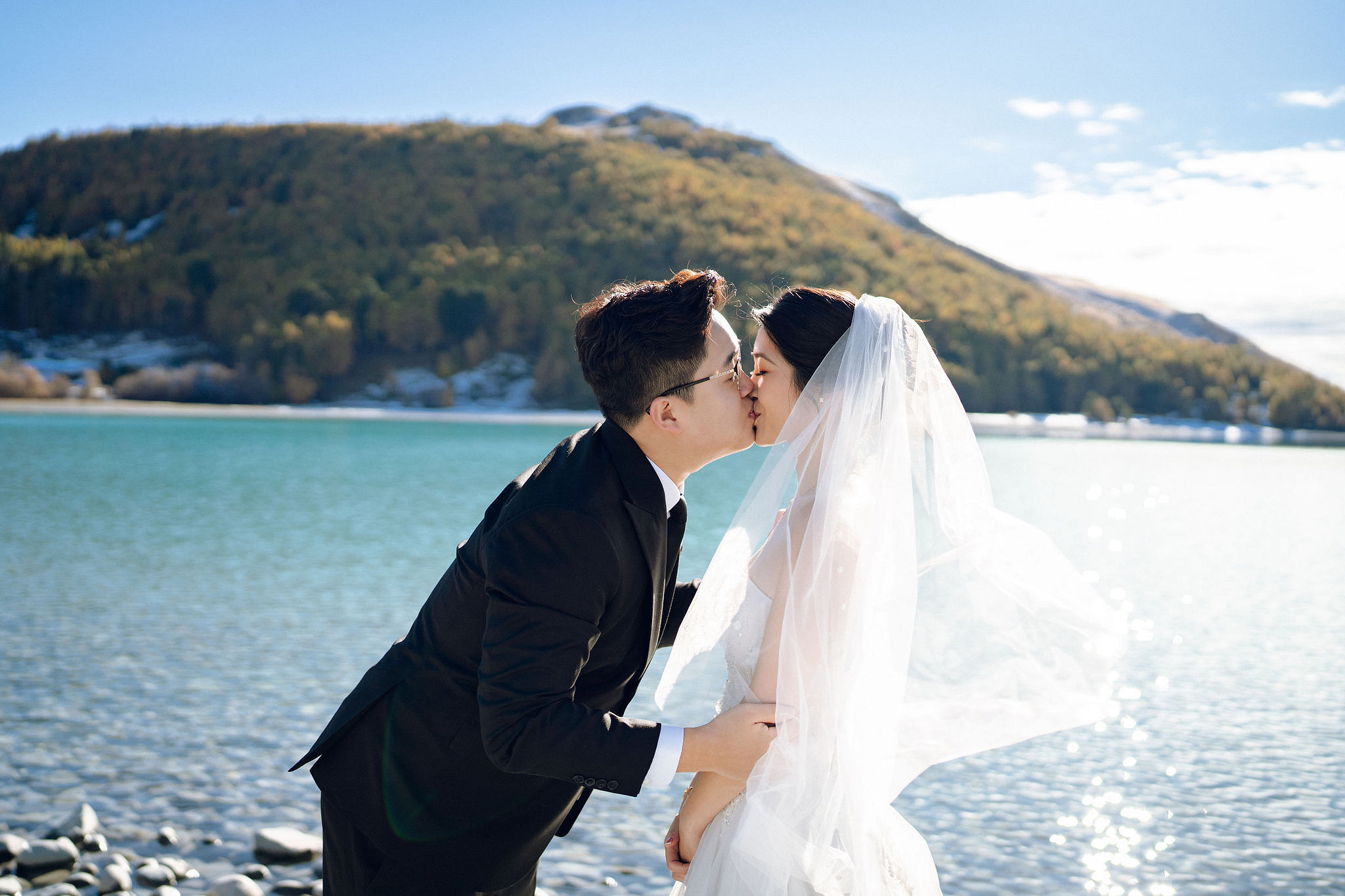 New Zealand Pre-Wedding Photoshoot | Arrowtown, Isobel Glacier, Alpaca Farm, Lake Tekapo & Mount Cook National Park at Lake Tekapo pre-wedding photo