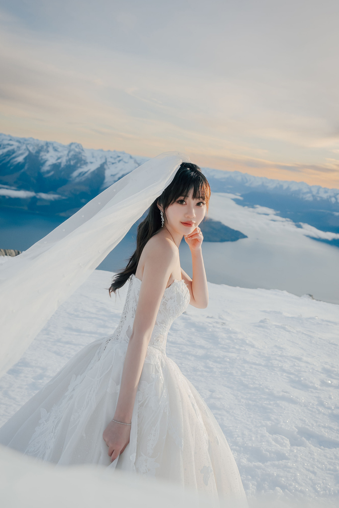 New Zealand Pre-Wedding Photoshoot | Lake Wakatipu, Fog Peak, Lake Tekapo, Glacier & Mount Cook National Park at Fog Peak pre-wedding photo