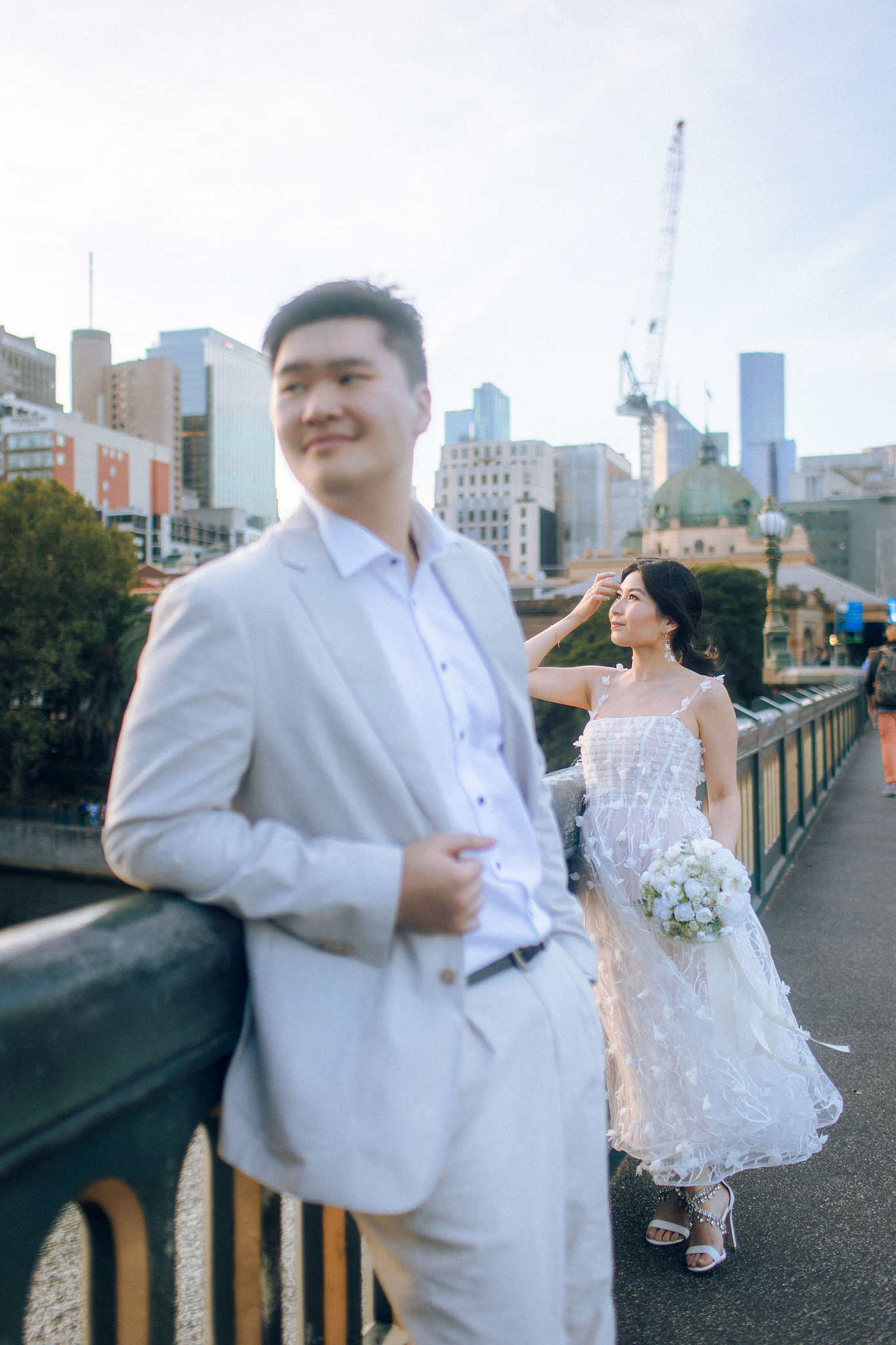 Melbourne Pre-Wedding Photoshoot | Mont Du Soleil, St Patrick Cathedral, The Parliament House & Prince Bridge at Prince Bridge pre-wedding photo