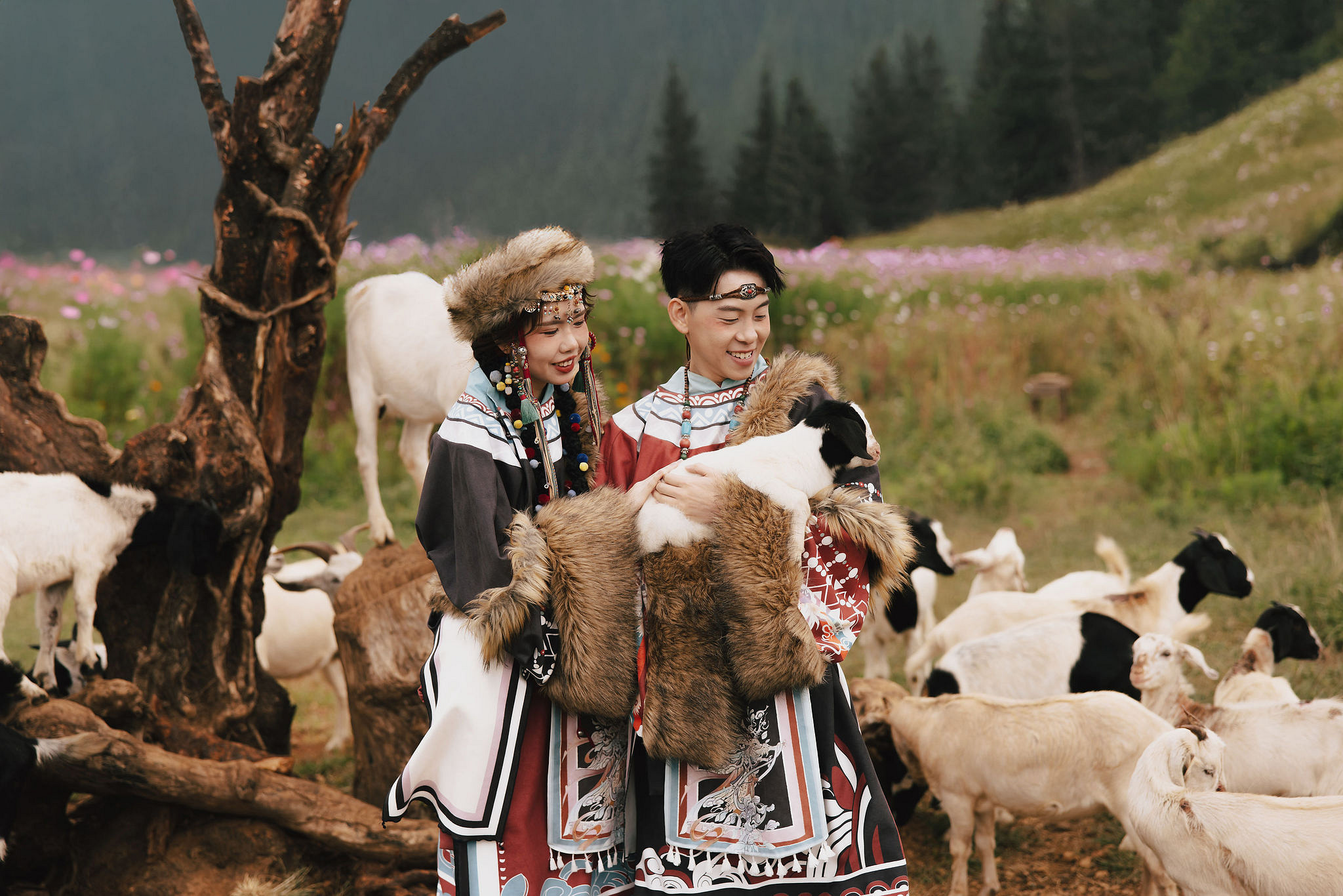 Yunnan Pre-Wedding Photoshoot Lijiang Dragon Jade Mountain Tribal Experience Ancient Town Hanfu at Yunnan Highland Pastures pre-wedding photo